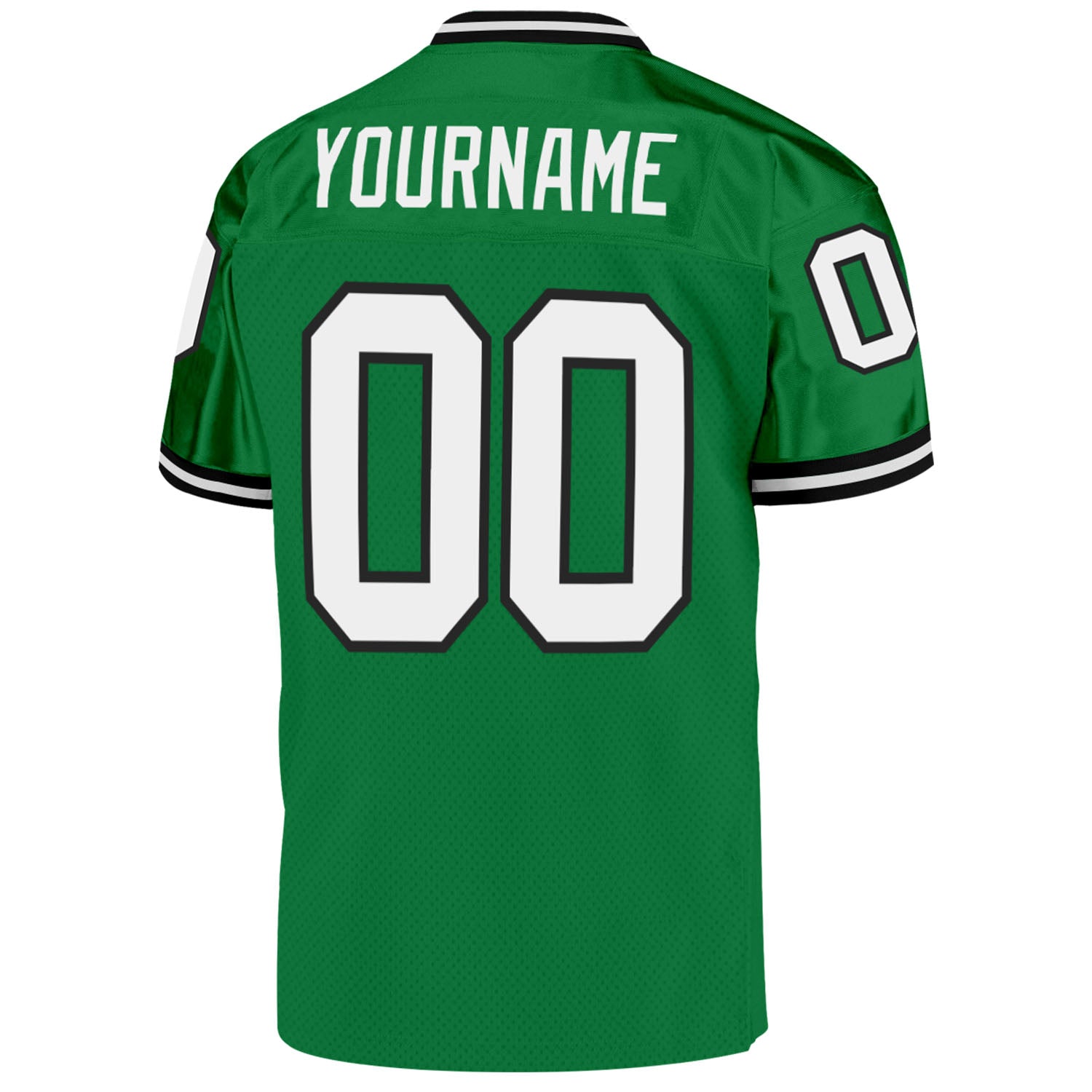 Custom Grass Green White-Black Mesh Authentic Throwback Football Jersey view 3