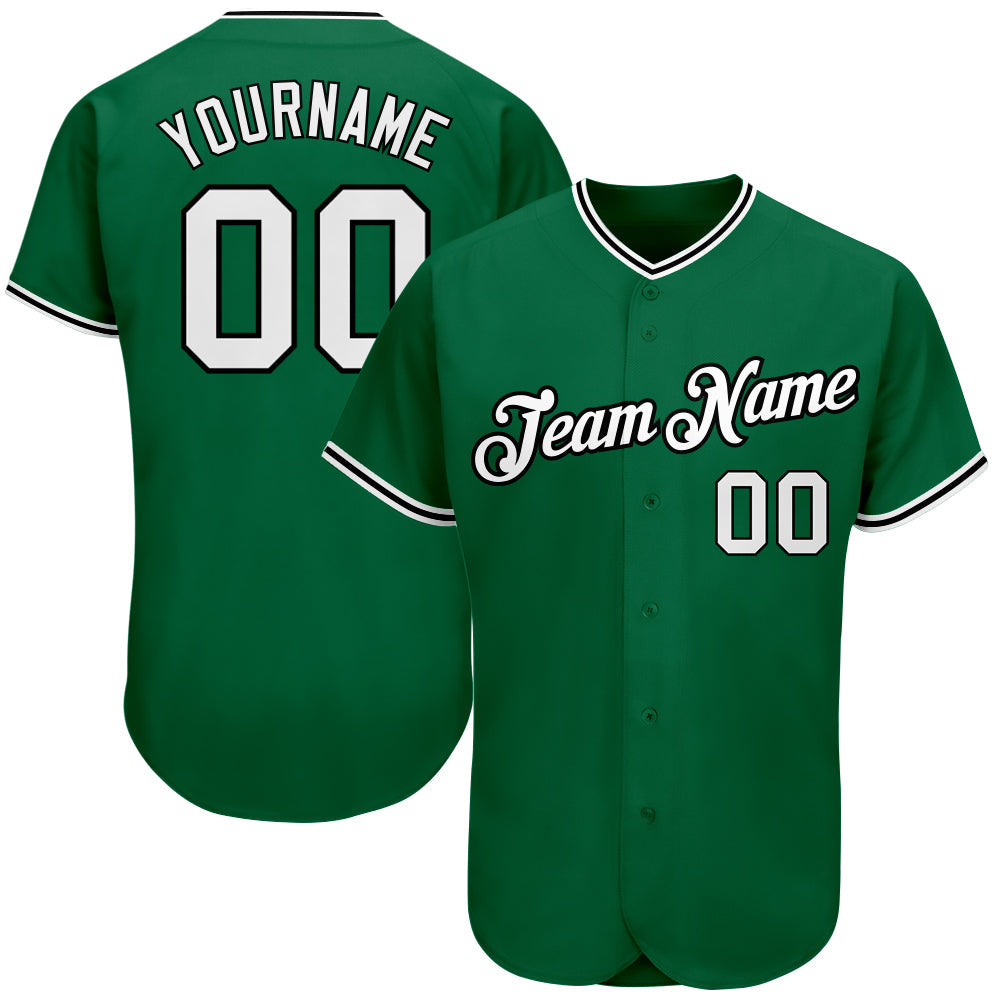Custom Kelly Green White-Black Authentic Baseball Jersey - Main View