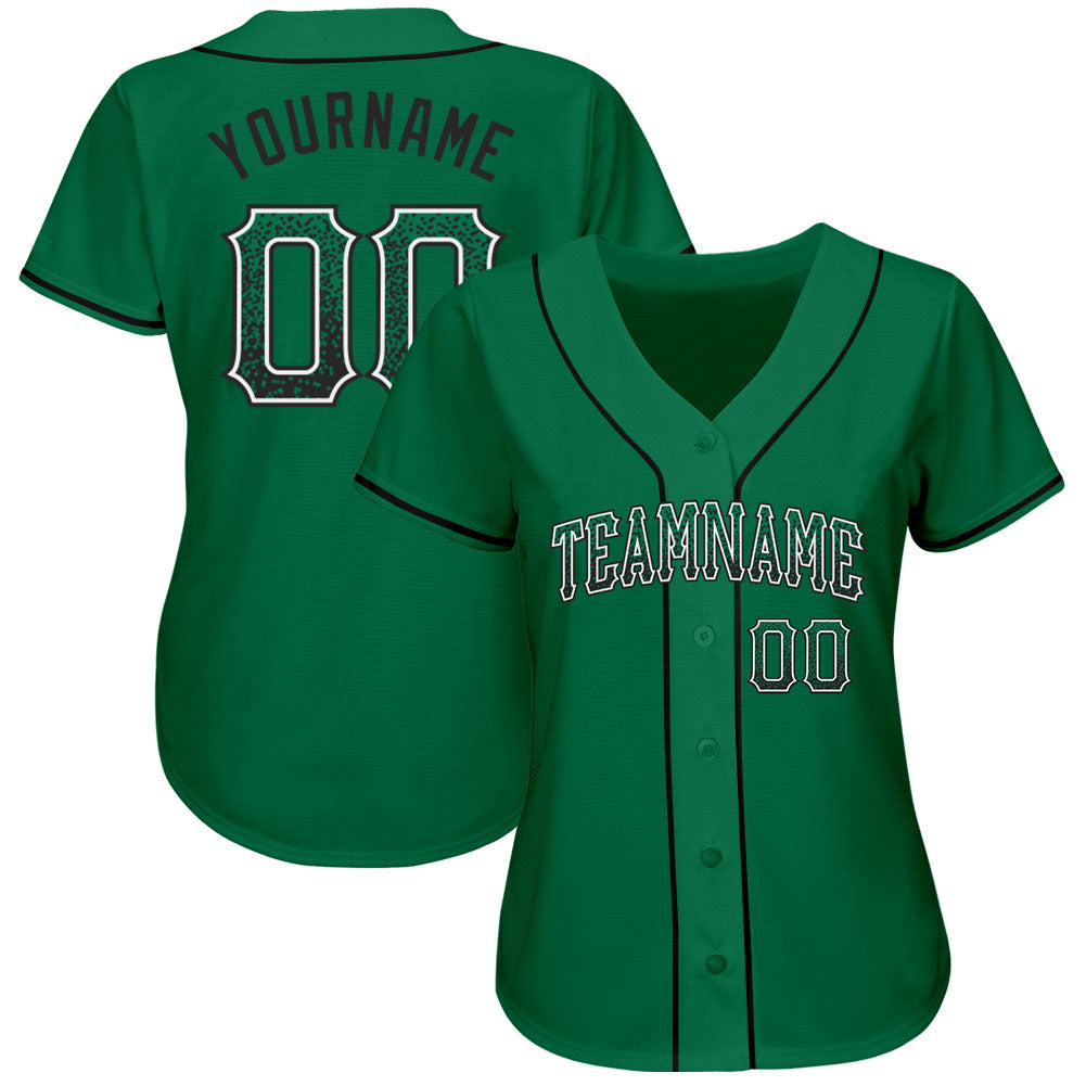 Custom Kelly Green Black-White Authentic Drift Fashion Baseball Jersey view 2