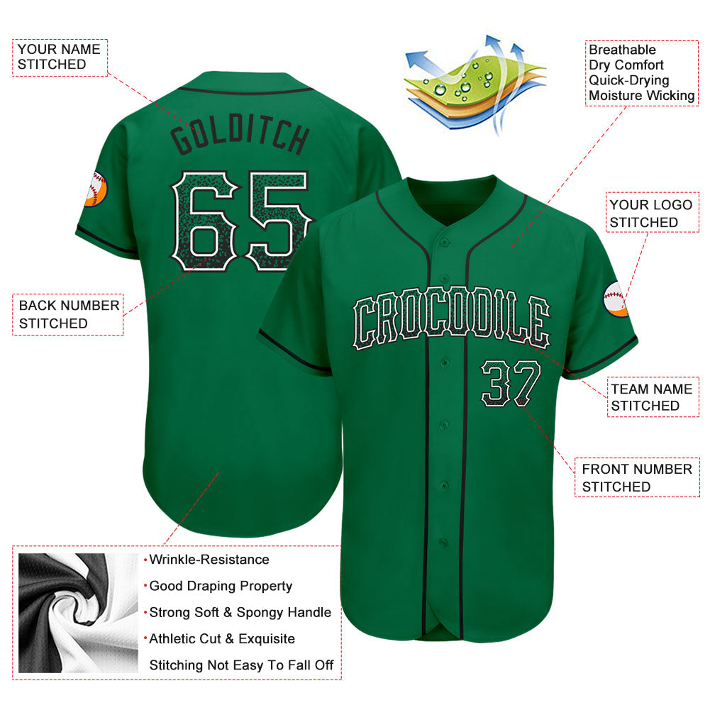 Custom Kelly Green Black-White Authentic Drift Fashion Baseball Jersey view 3