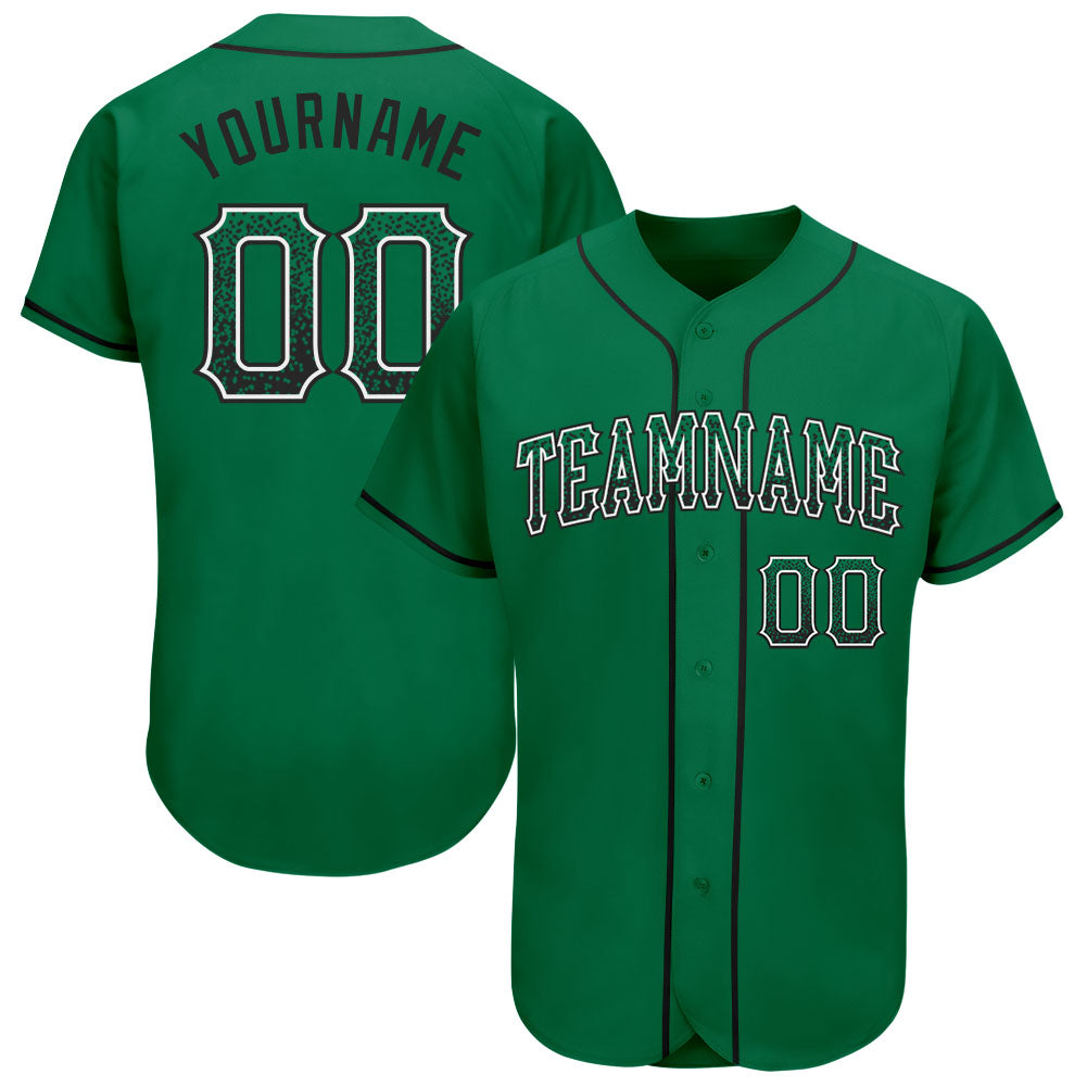 Custom Kelly Green Black-White Authentic Drift Fashion Baseball Jersey - Main View