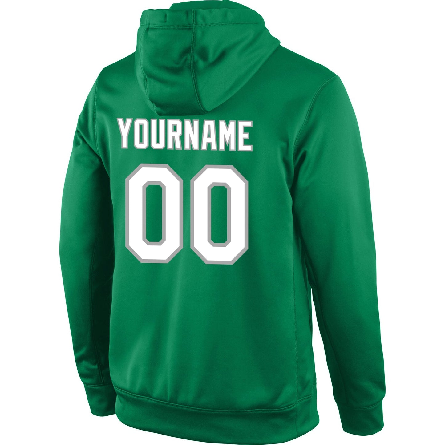 Custom Stitched Kelly Green White-Gray Sports Pullover Sweatshirt Hoodie view 3