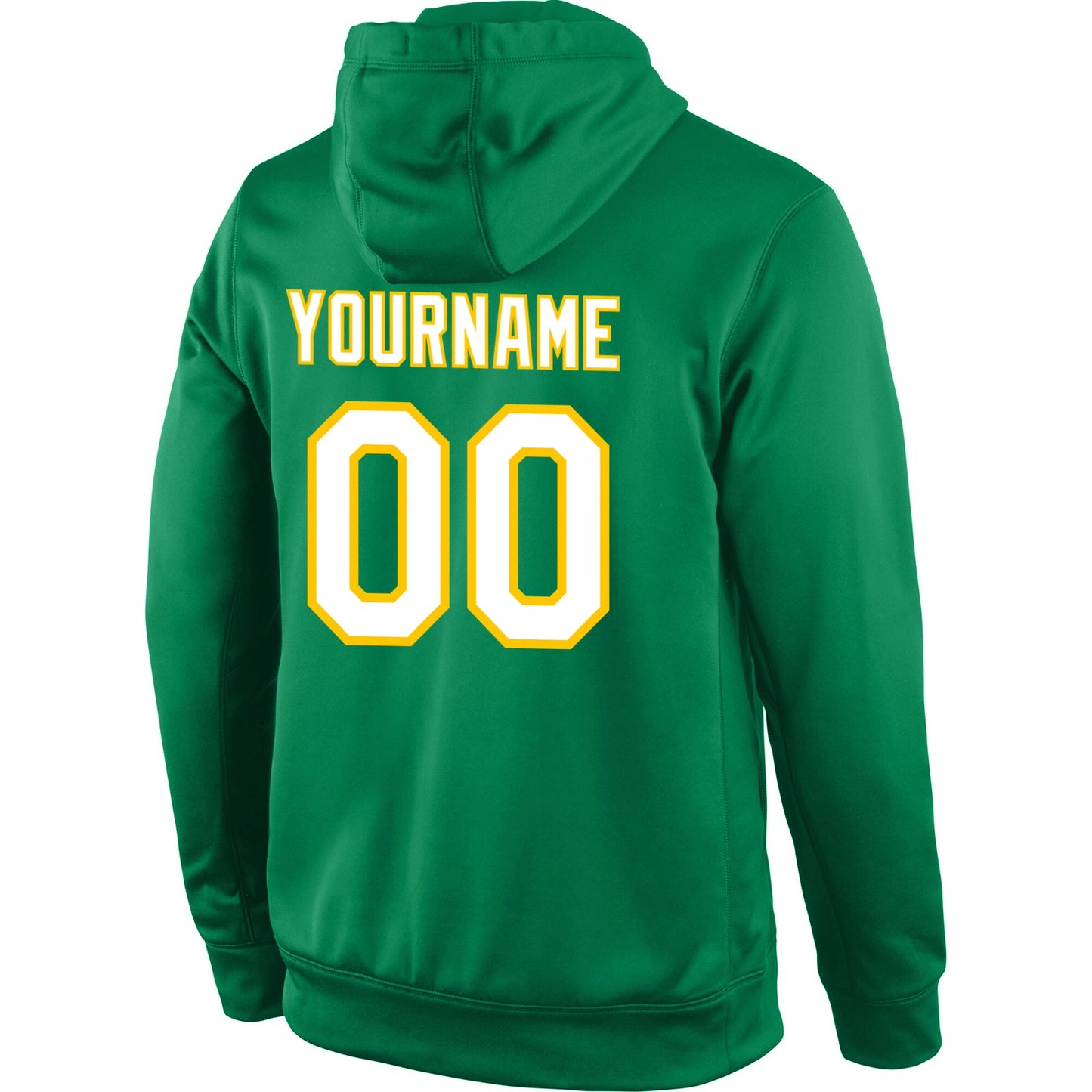 Custom Stitched Kelly Green White-Gold Sports Pullover Sweatshirt Hoodie view 3