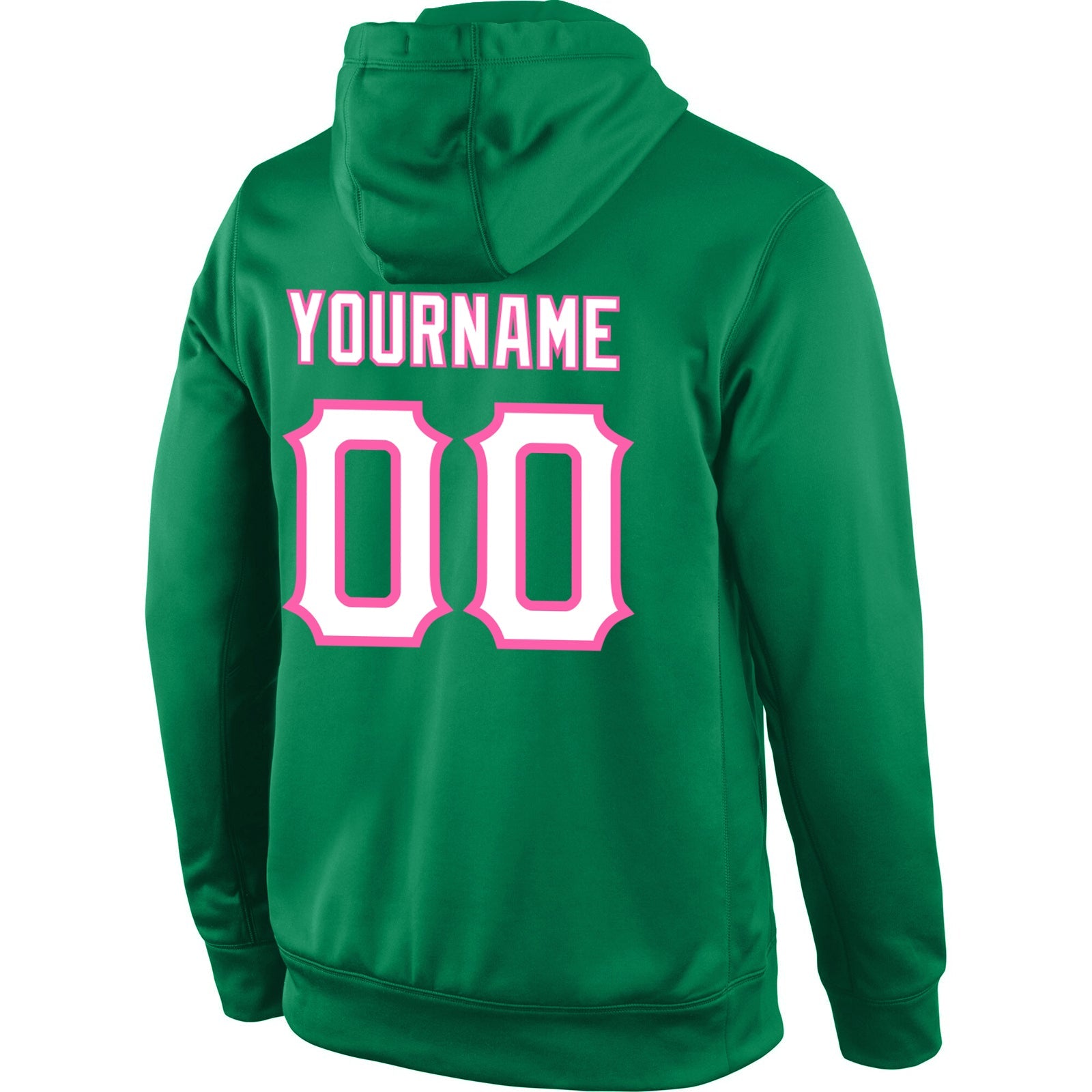 Custom Stitched Kelly Green White-Pink Sports Pullover Sweatshirt Hoodie view 3