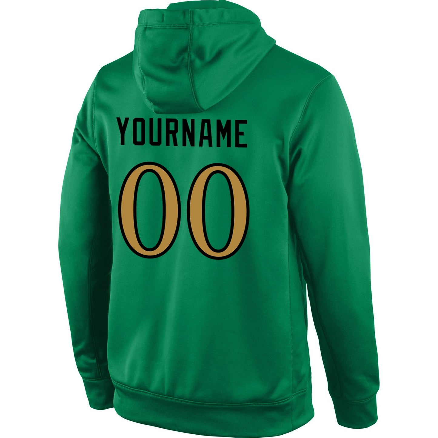 Custom Stitched Kelly Green Old Gold-Black Sports Pullover Sweatshirt Hoodie view 3