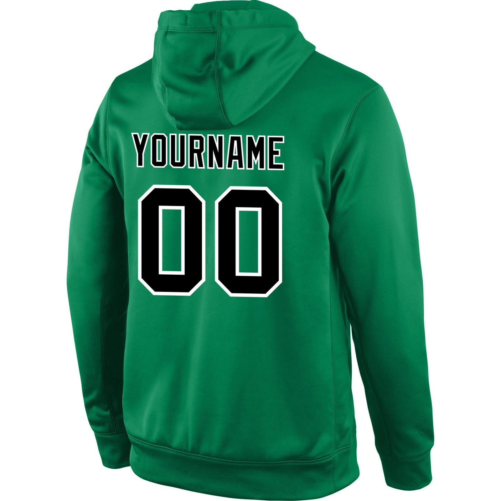 Custom Stitched Kelly Green Black-White Sports Pullover Sweatshirt Hoodie view 3