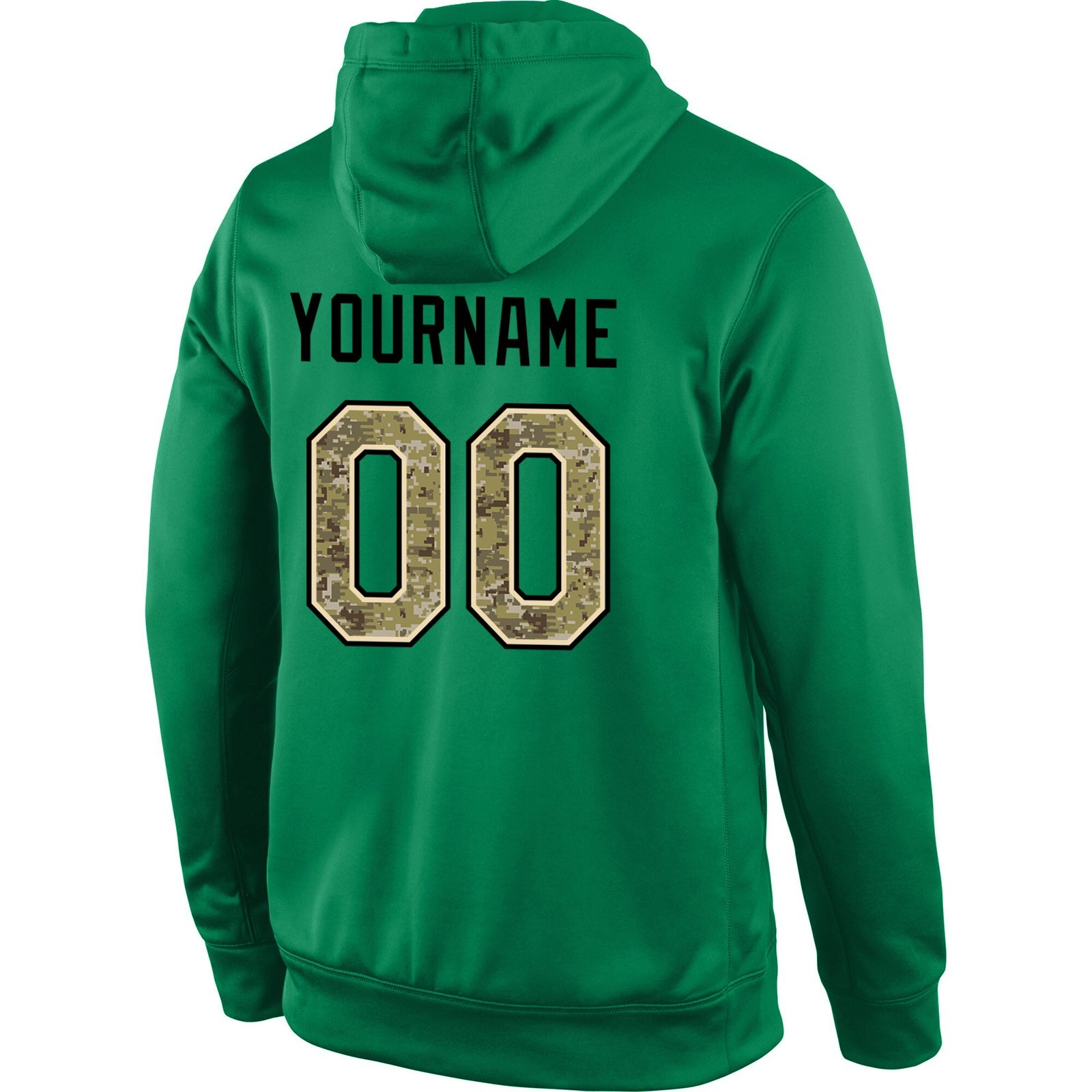 Custom Stitched Kelly Green Camo-Cream Sports Pullover Sweatshirt Hoodie view 3