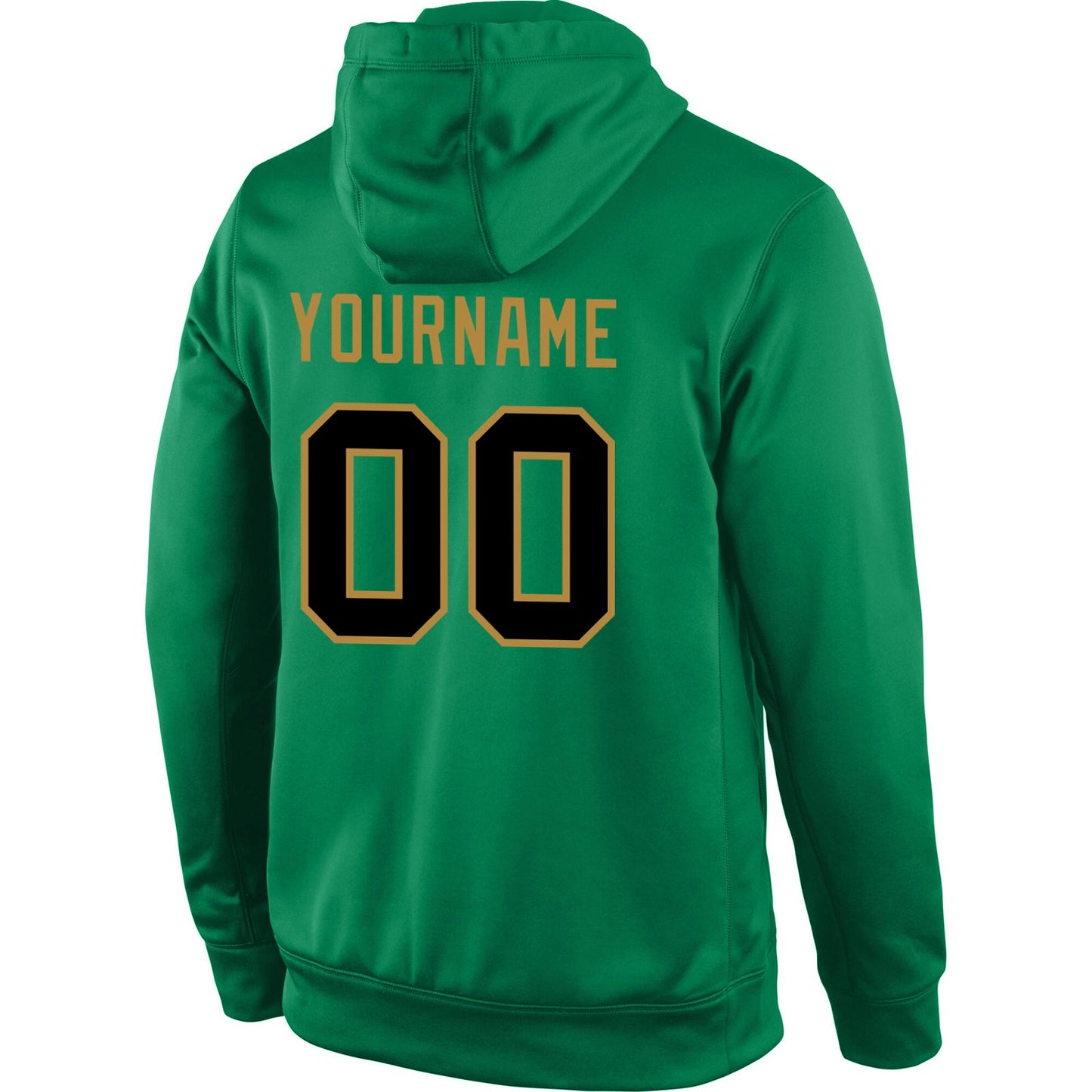 Custom Stitched Kelly Green Black-Old Gold Sports Pullover Sweatshirt Hoodie view 3