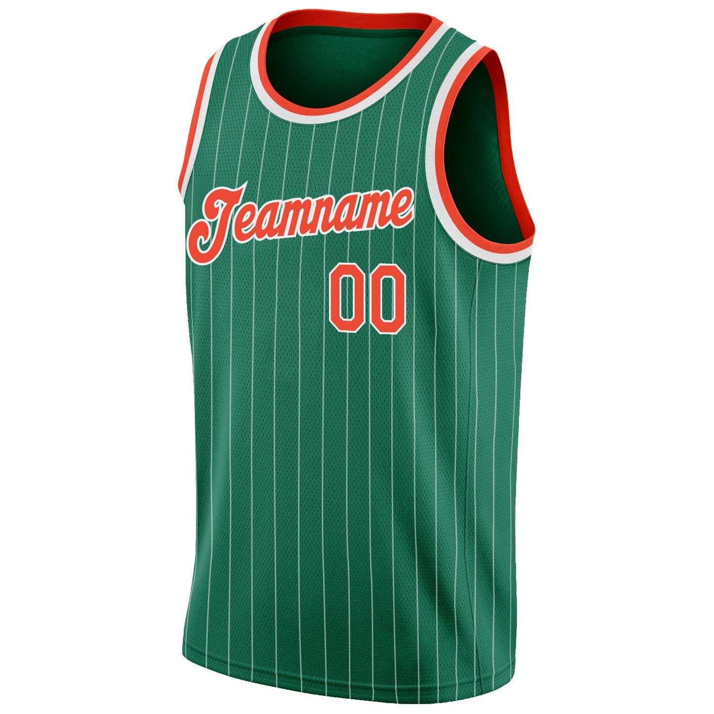 Custom Kelly Green White Pinstripe Orange-White Authentic Basketball Jersey view 5