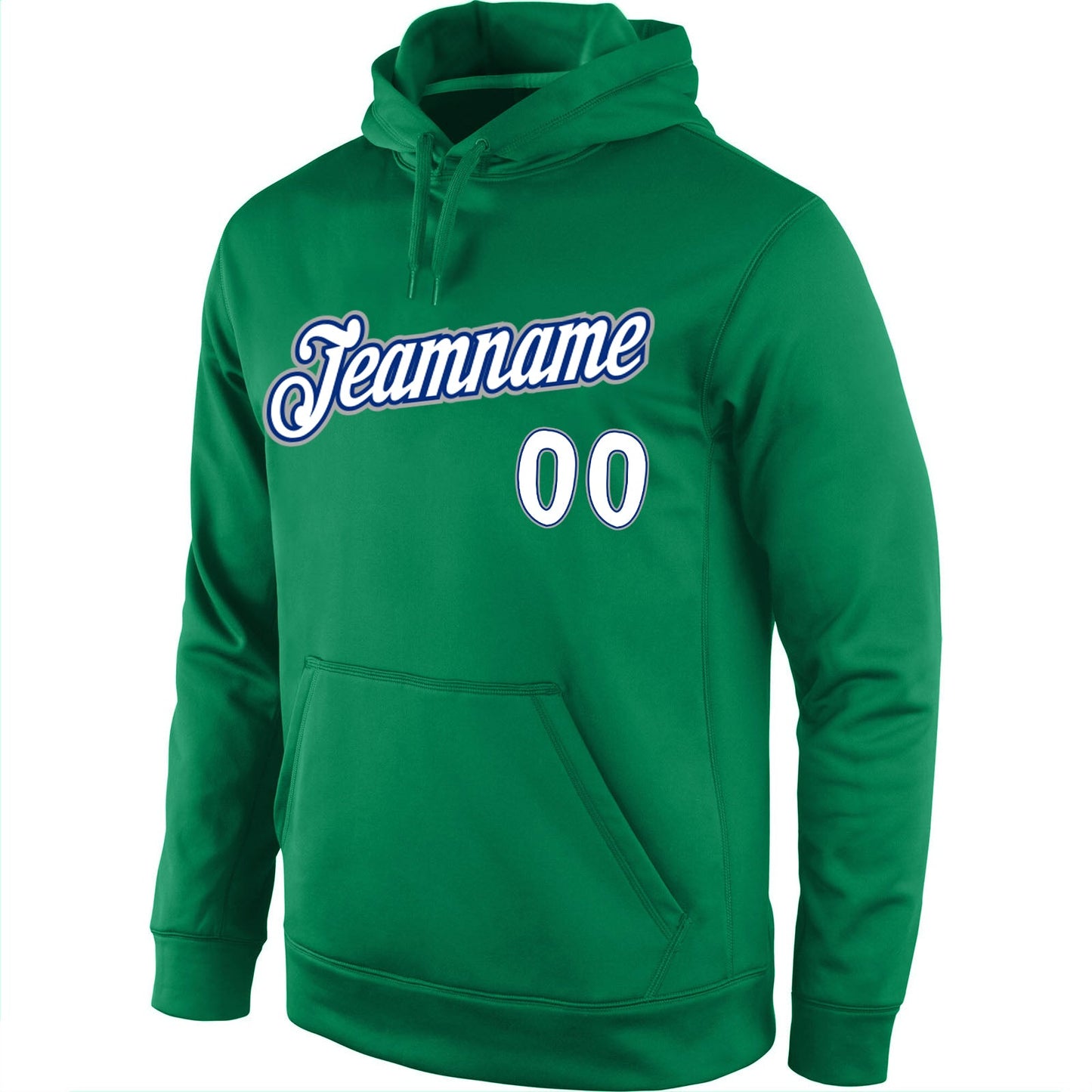 Custom Stitched Kelly Green White-Royal Sports Pullover Sweatshirt Hoodie view 2