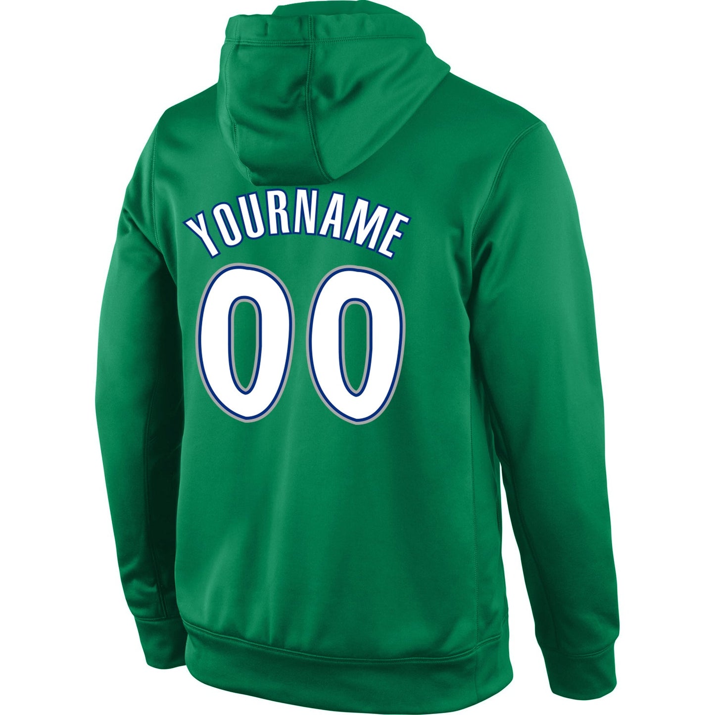 Custom Stitched Kelly Green White-Royal Sports Pullover Sweatshirt Hoodie view 3