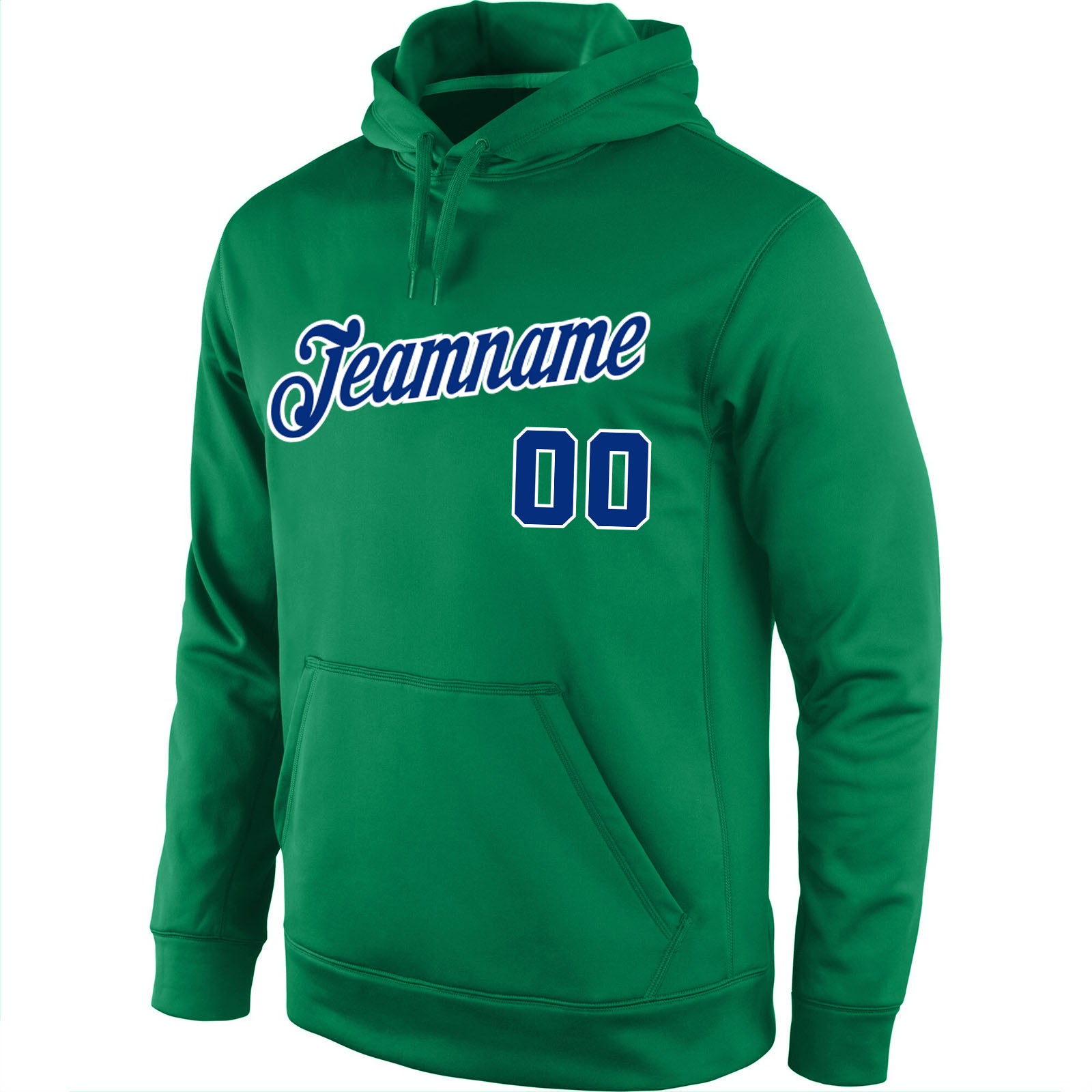 Custom Stitched Kelly Green Royal-White Sports Pullover Sweatshirt Hoodie view 2