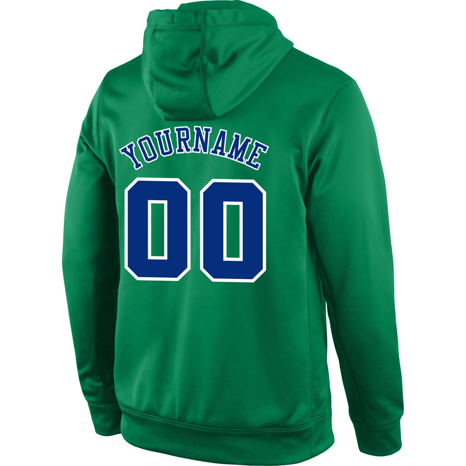 Custom Stitched Kelly Green Royal-White Sports Pullover Sweatshirt Hoodie view 3