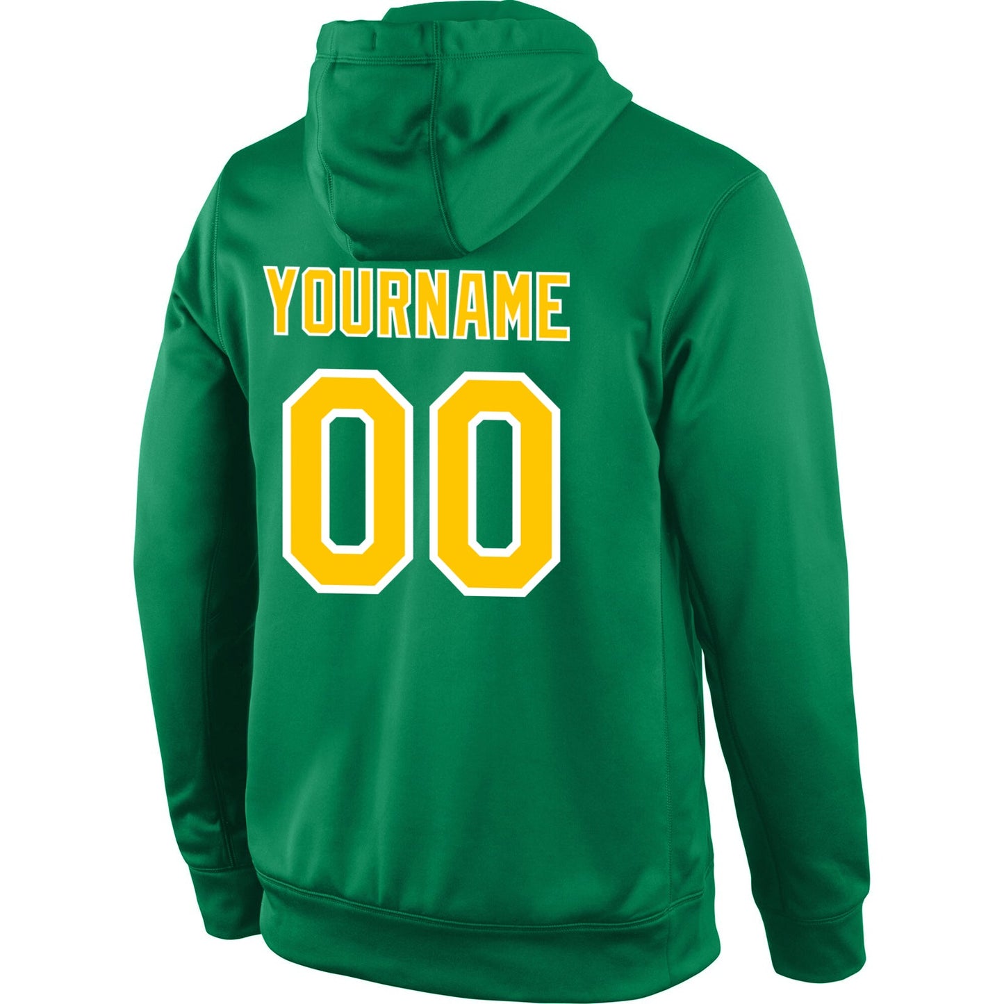 Custom Stitched Kelly Green Gold-White Sports Pullover Sweatshirt Hoodie view 3