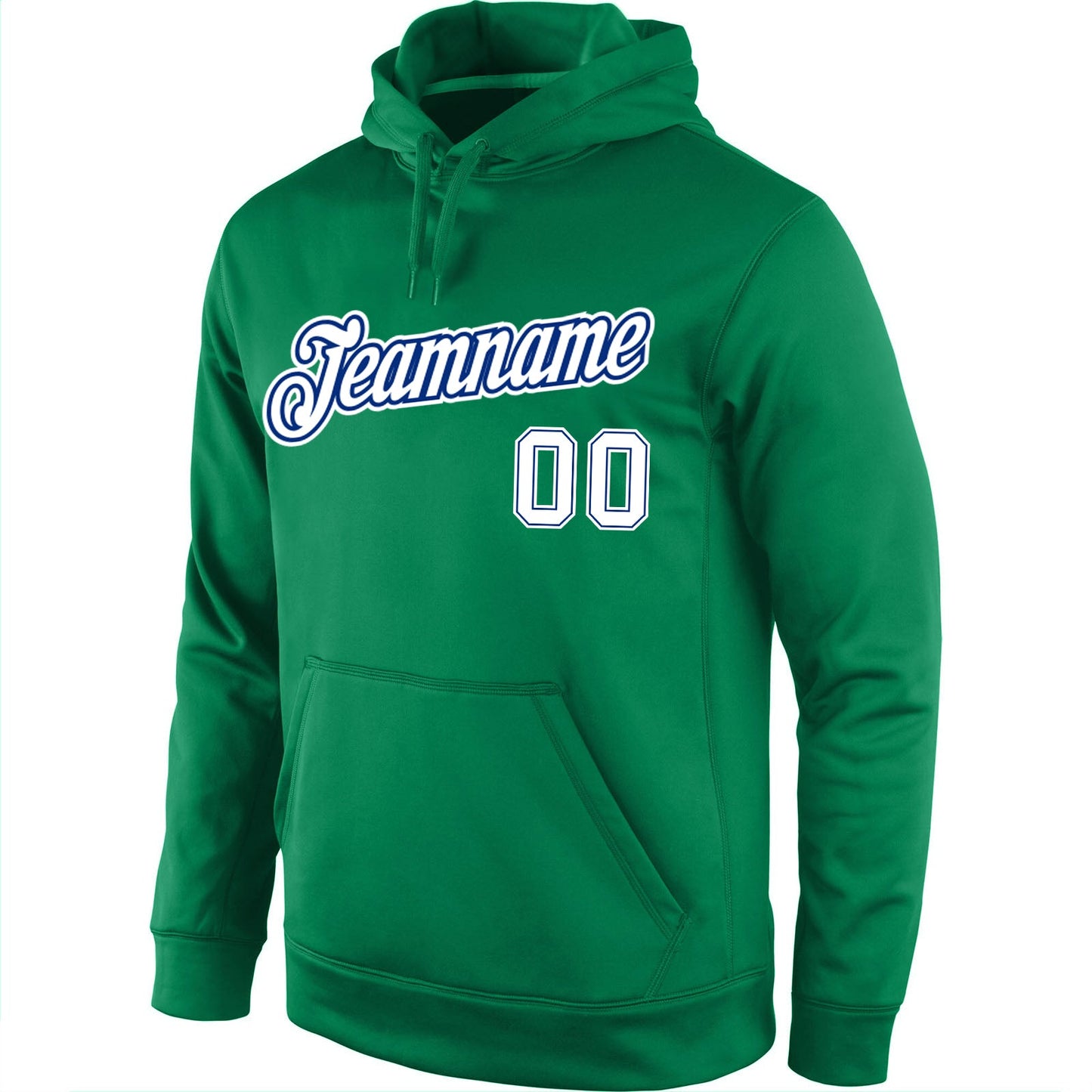 Custom Stitched Kelly Green White-Royal Sports Pullover Sweatshirt Hoodie view 2