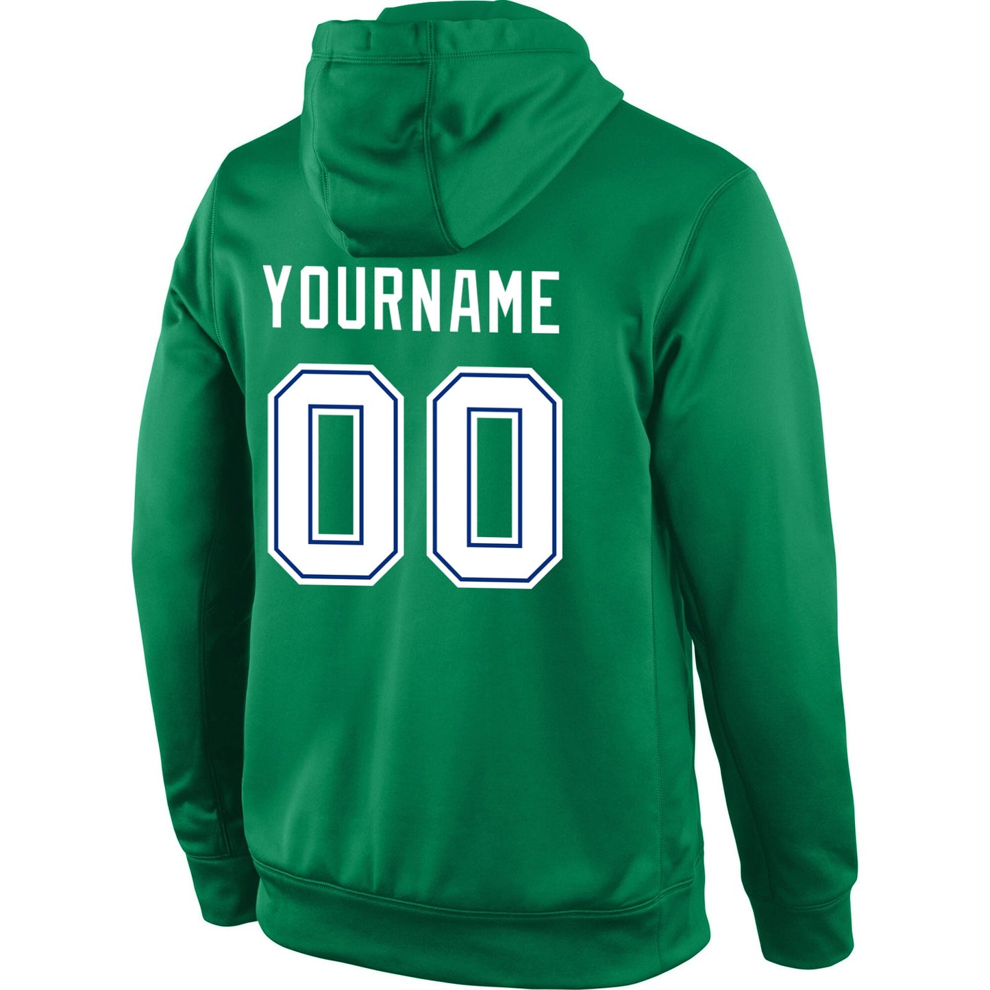 Custom Stitched Kelly Green White-Royal Sports Pullover Sweatshirt Hoodie view 3