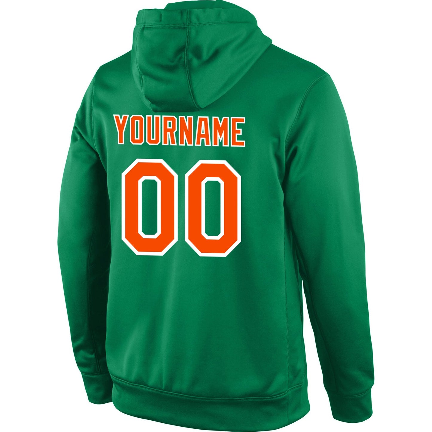 Custom Stitched Kelly Green Orange-White Sports Pullover Sweatshirt Hoodie view 3