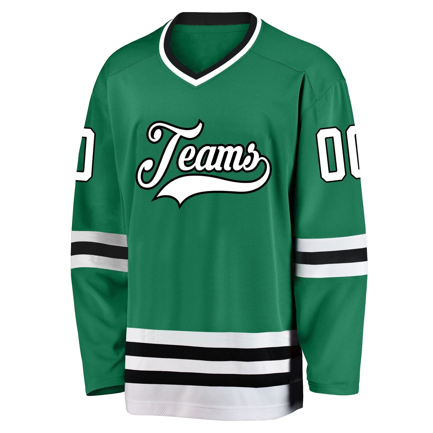 Custom Kelly Green White-Black Hockey Jersey view 2