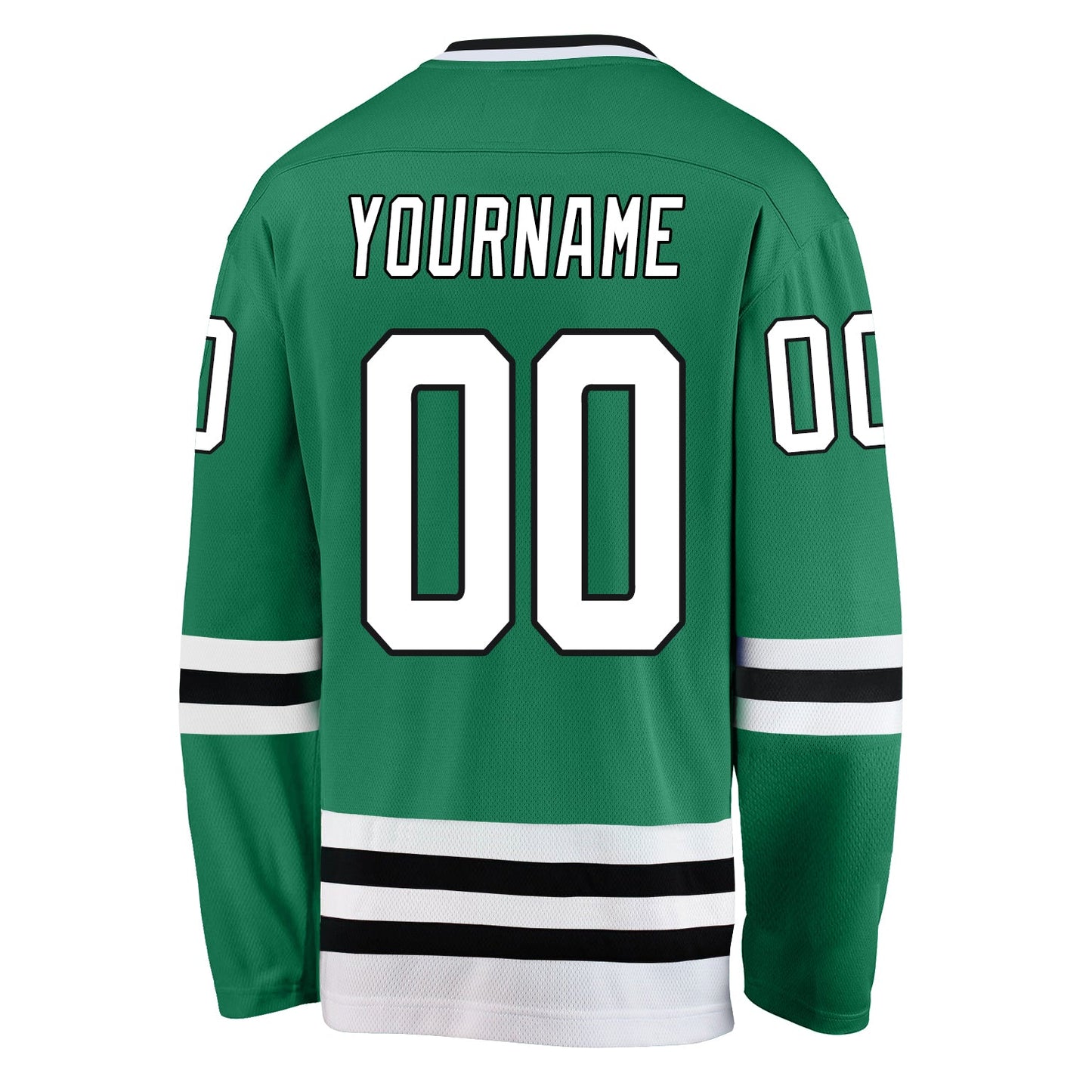 Custom Kelly Green White-Black Hockey Jersey view 3