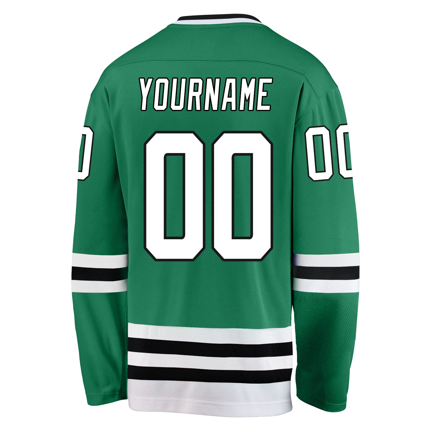 Custom Kelly Green White-Black Hockey Jersey view 3