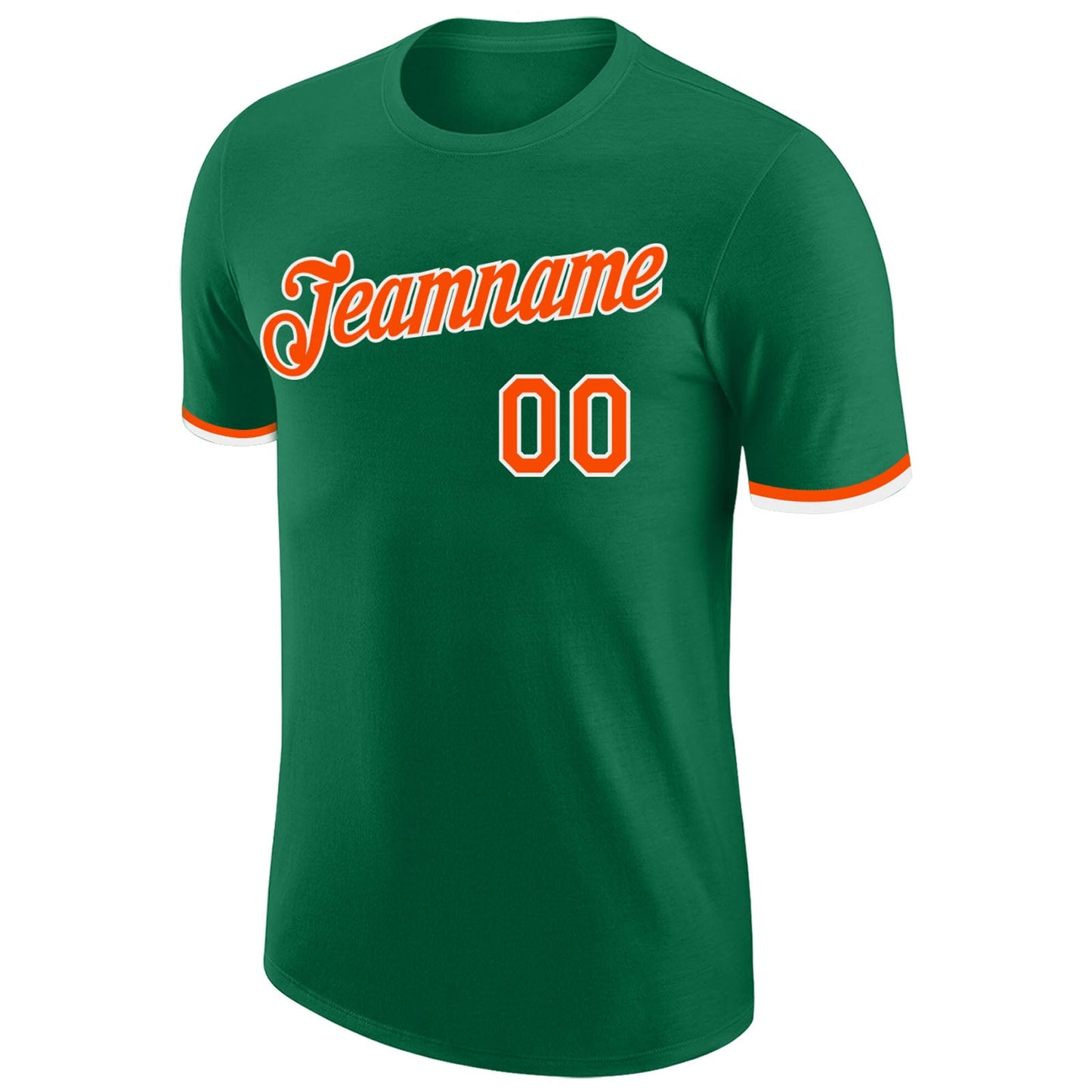 Custom Kelly Green Orange-White Performance T-Shirt view 5