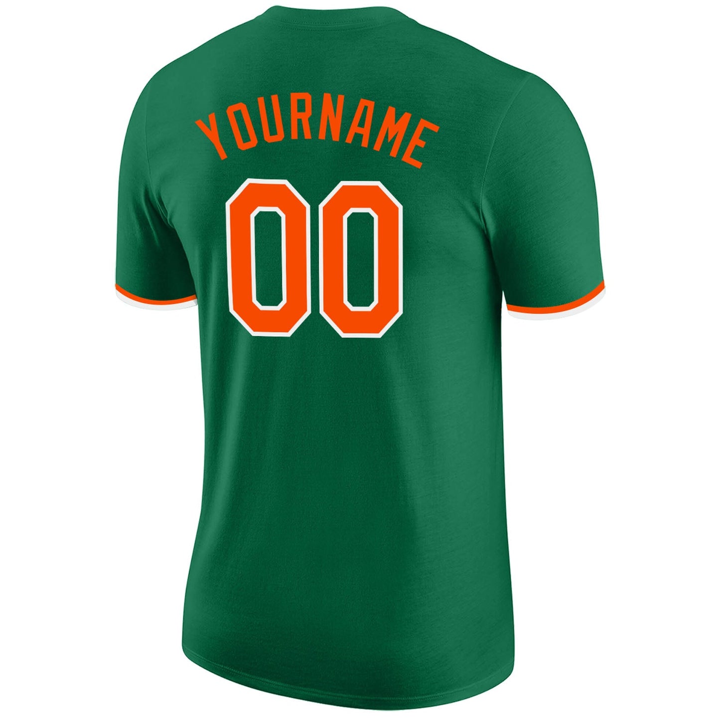 Custom Kelly Green Orange-White Performance T-Shirt view 6