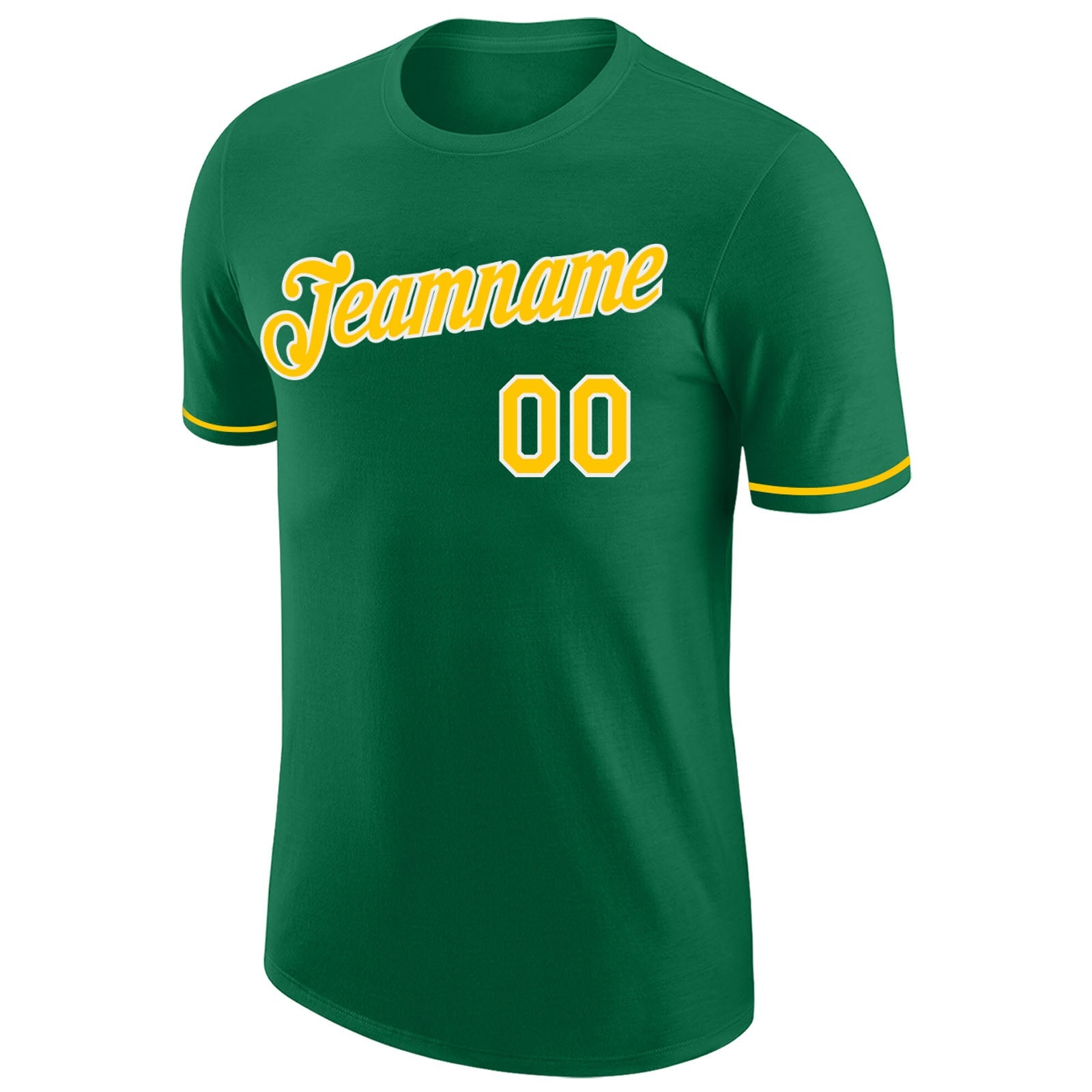 Custom Kelly Green Gold-White Performance T-Shirt view 5