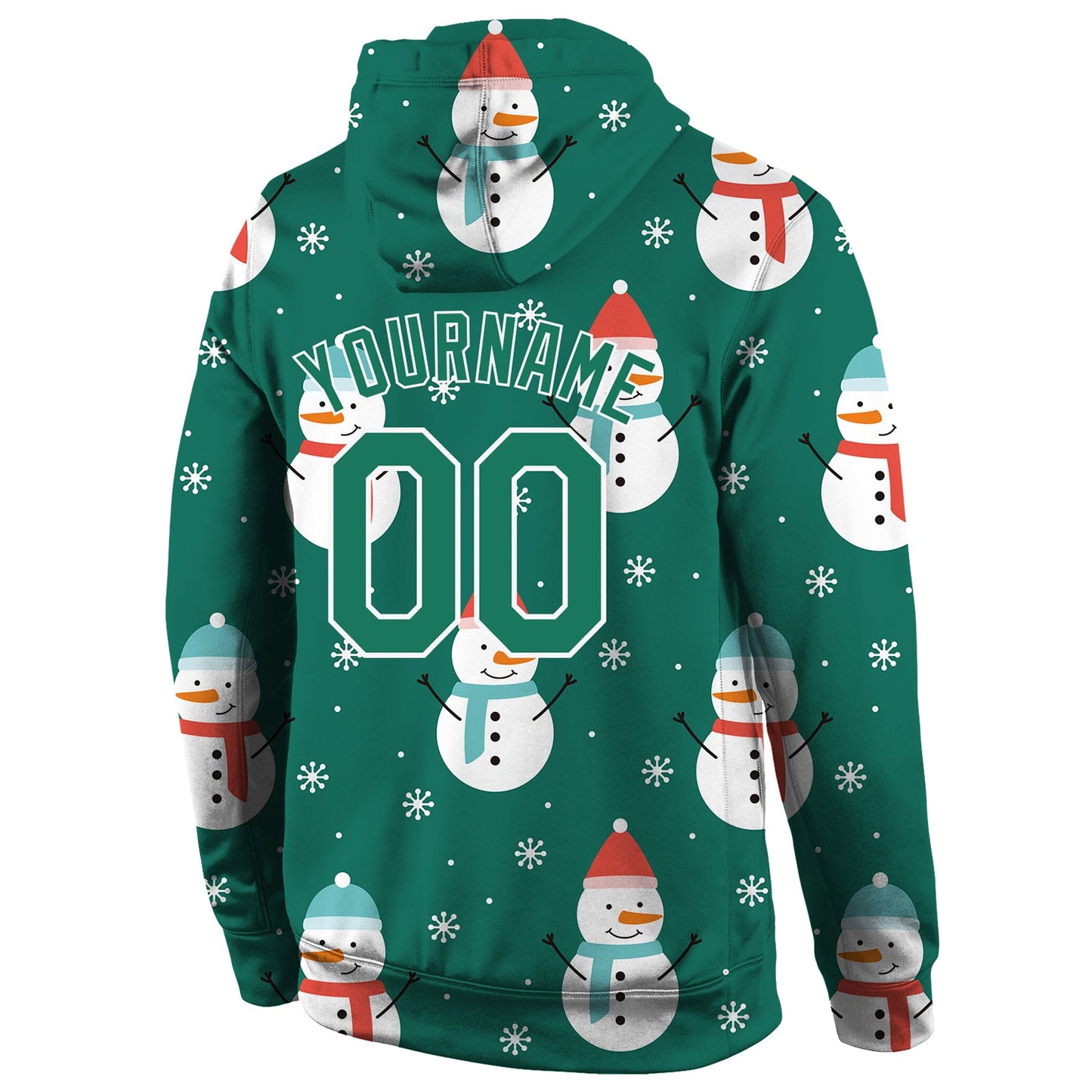 Custom Stitched Kelly Green Kelly Green-White Christmas 3D Sports Pullover Sweatshirt Hoodie view 3