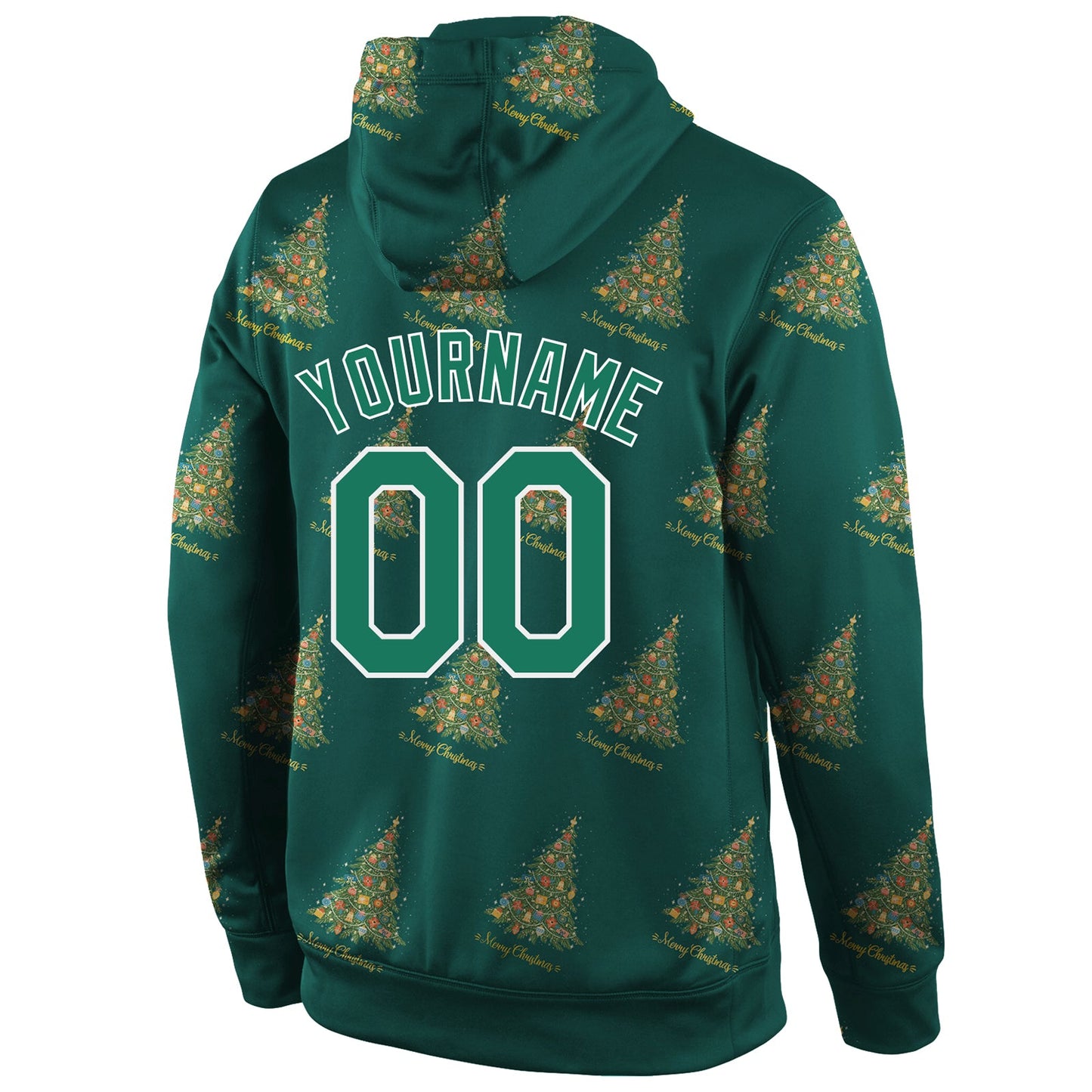 Custom Stitched Kelly Green Kelly Green-White Christmas 3D Sports Pullover Sweatshirt Hoodie view 3