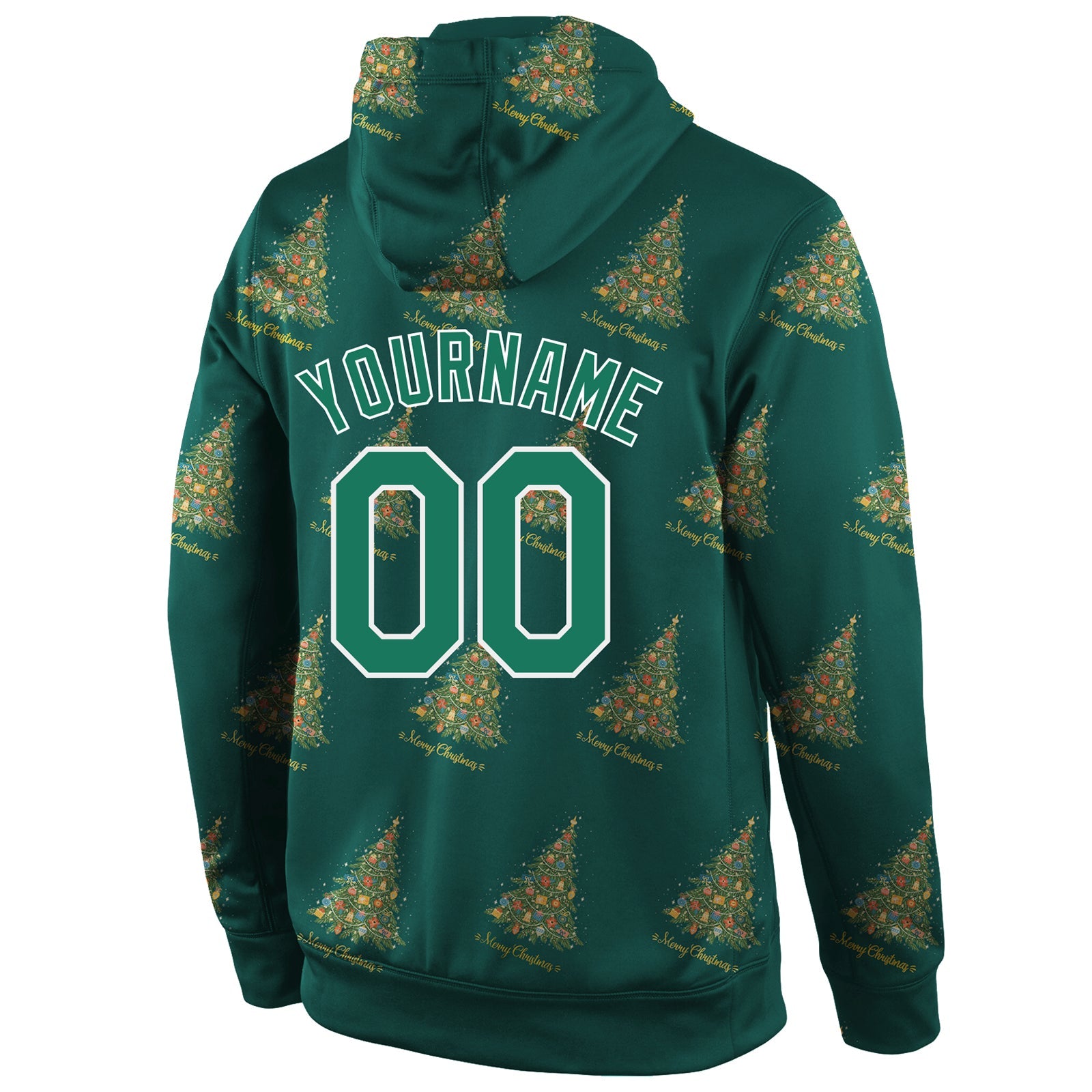 Custom Stitched Kelly Green Kelly Green-White Christmas 3D Sports Pullover Sweatshirt Hoodie view 3