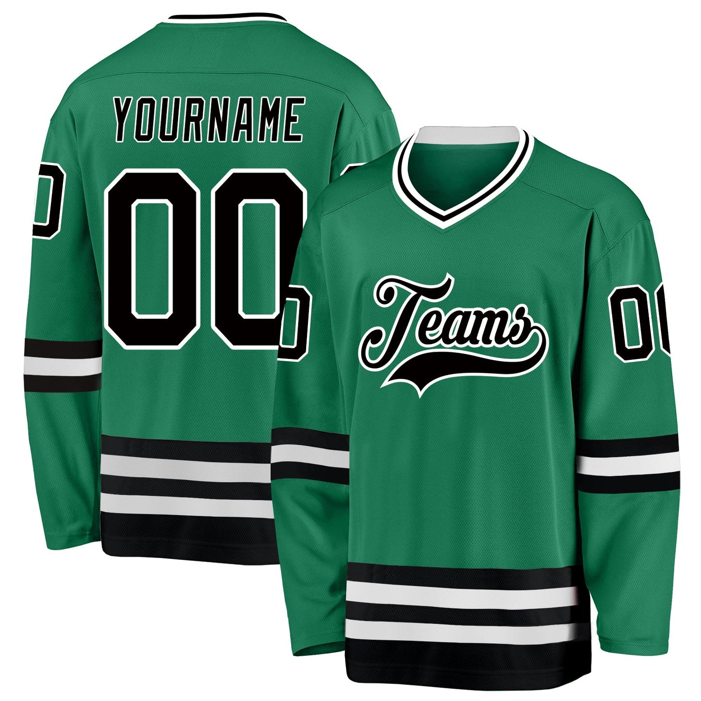 Custom Kelly Green Black-White Hockey Jersey - Main View