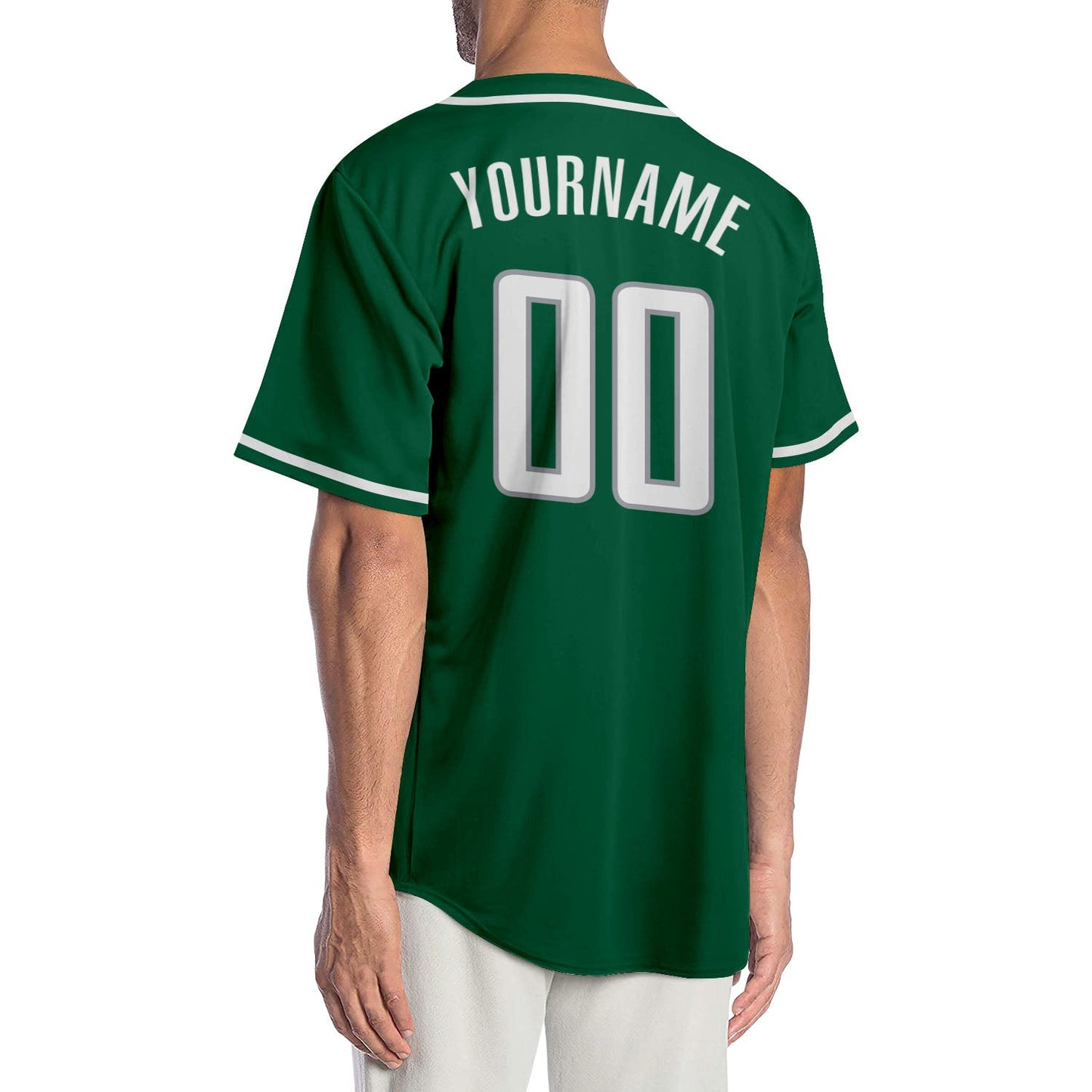 Custom Kelly Green White-Gray Authentic Baseball Jersey view 2