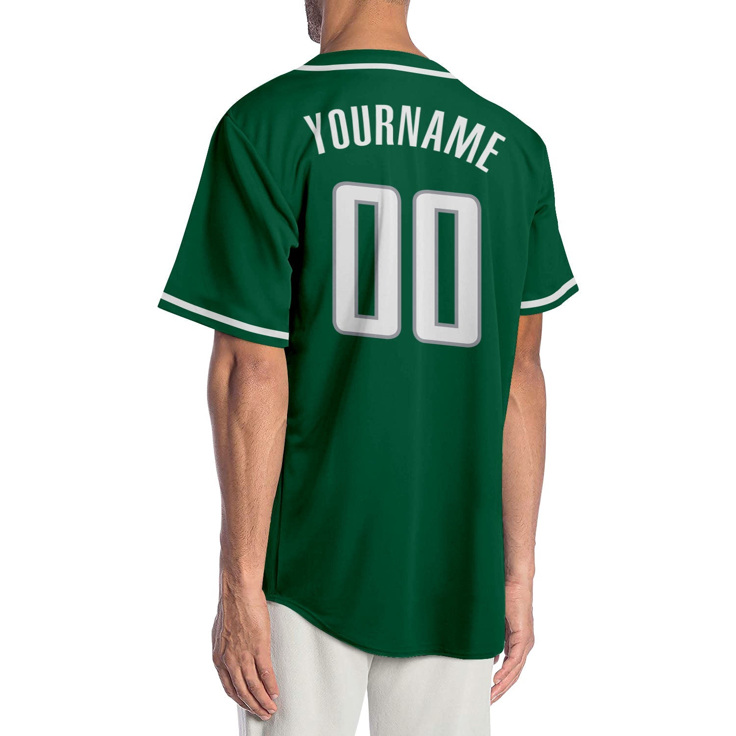Custom Kelly Green White-Gray Authentic Baseball Jersey view 2