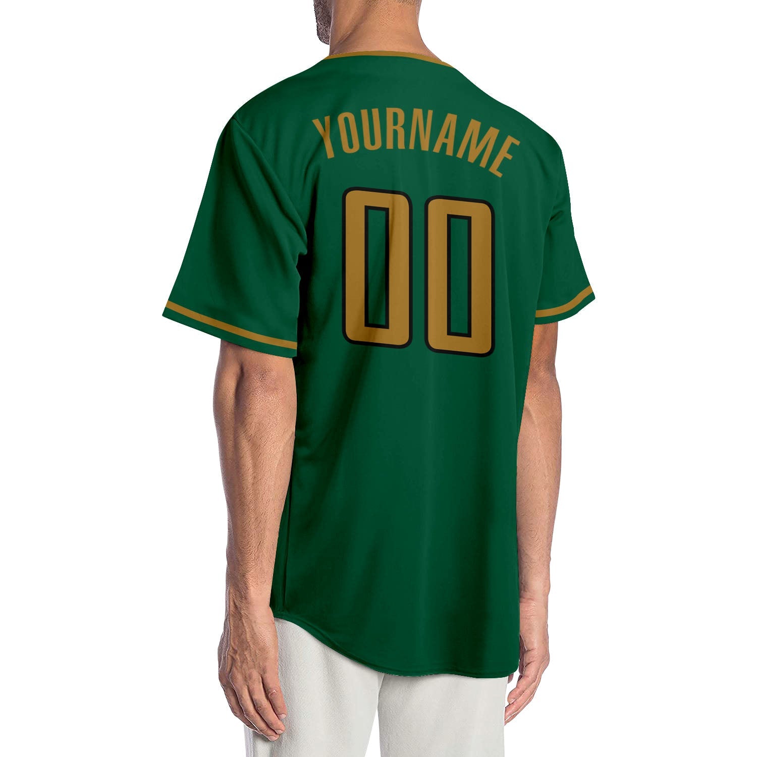 Custom Kelly Green Old Gold-Black Authentic Baseball Jersey view 2