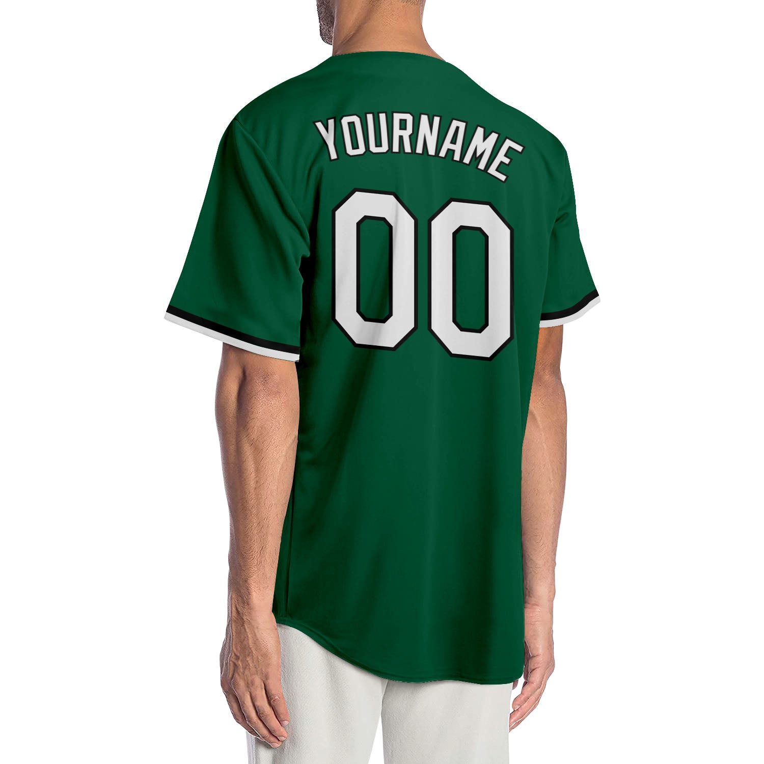 Custom Kelly Green White-Black Authentic Baseball Jersey view 2