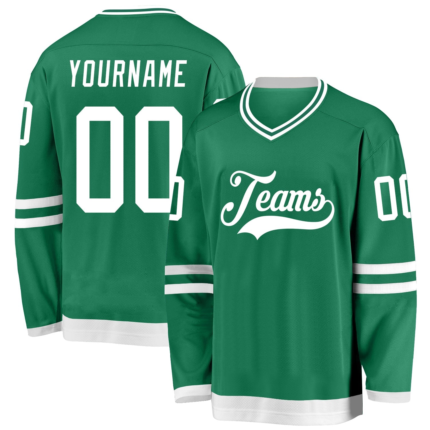Custom Kelly Green White Hockey Jersey - Main View