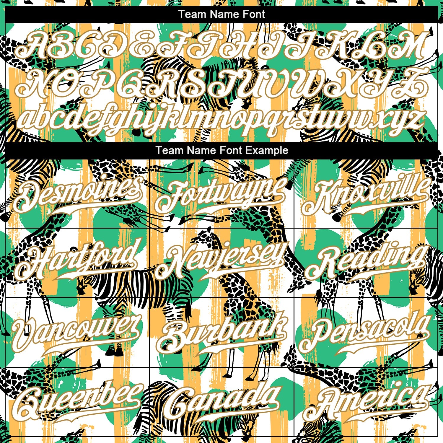 Custom Kelly Green White-Old Gold 3D Pattern Design Zebras And Giraffes Authentic Baseball Jersey view 4