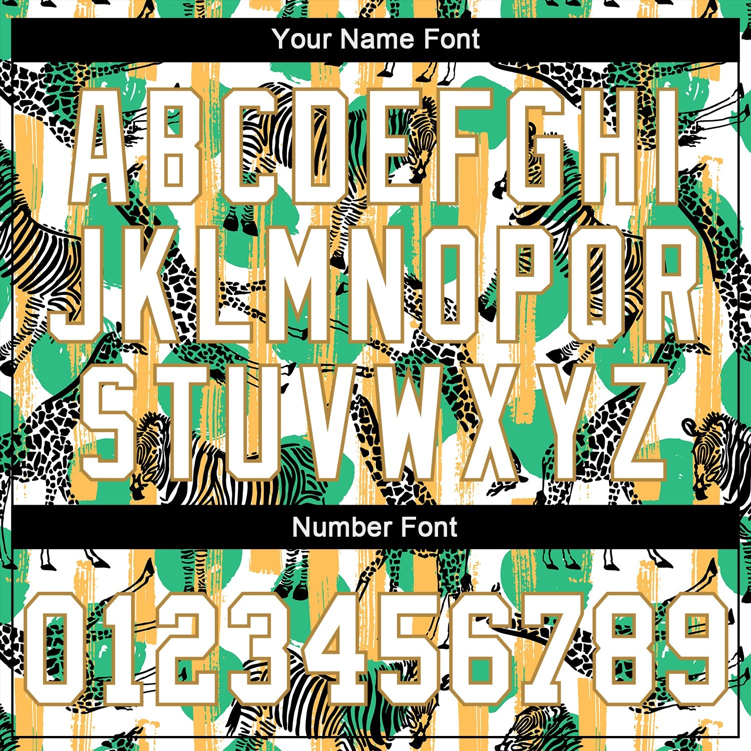 Custom Kelly Green White-Old Gold 3D Pattern Design Zebras And Giraffes Authentic Baseball Jersey view 5