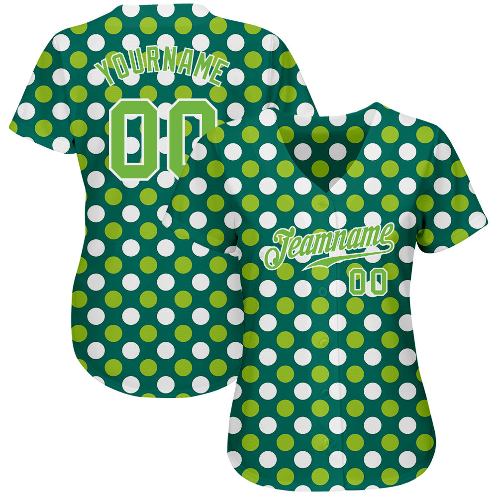 Custom Kelly Green Neon Green-White 3D Pattern Design Authentic St. Patrick's Day Baseball Jersey view 2