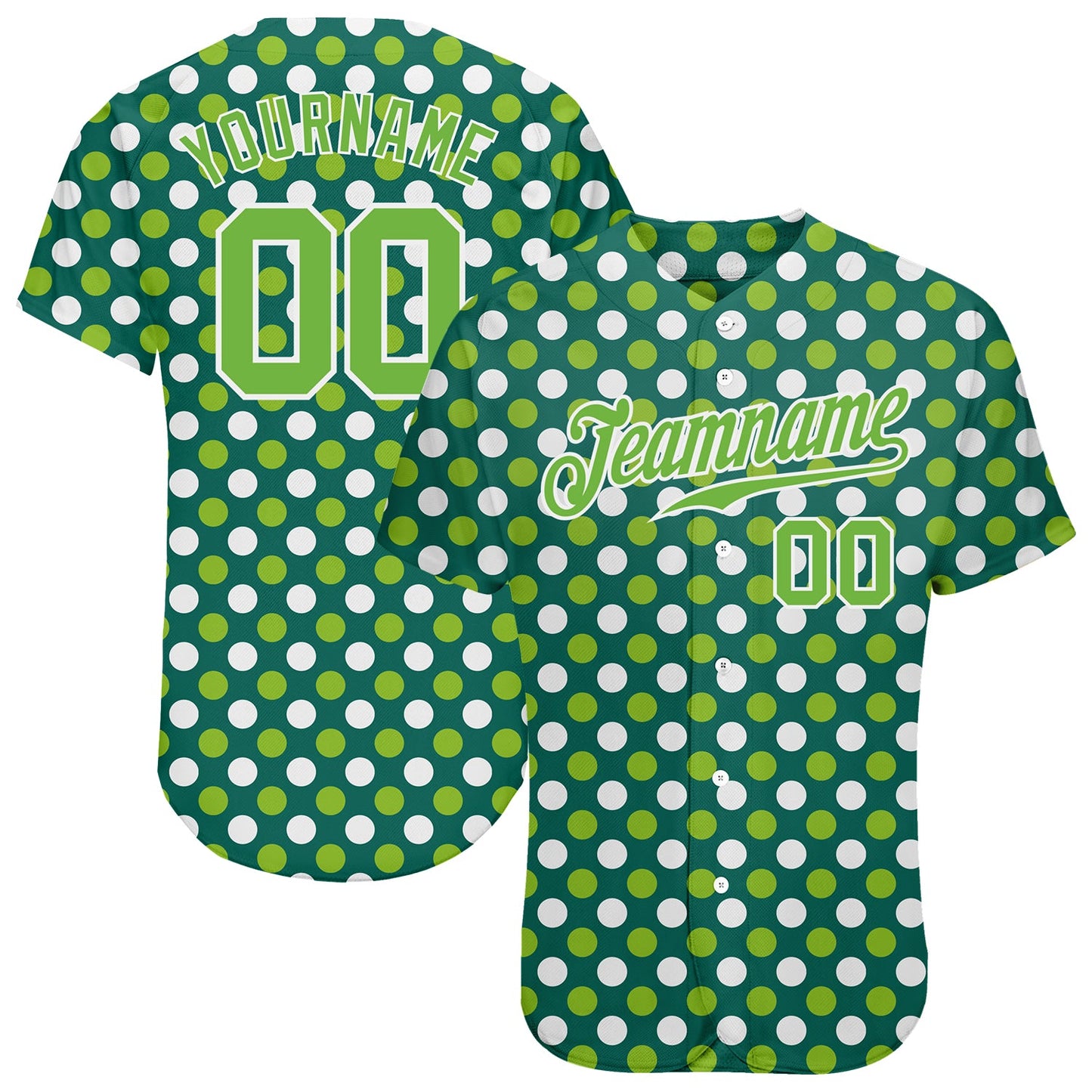 Custom Kelly Green Neon Green-White 3D Pattern Design Authentic St. Patrick's Day Baseball Jersey - Main View