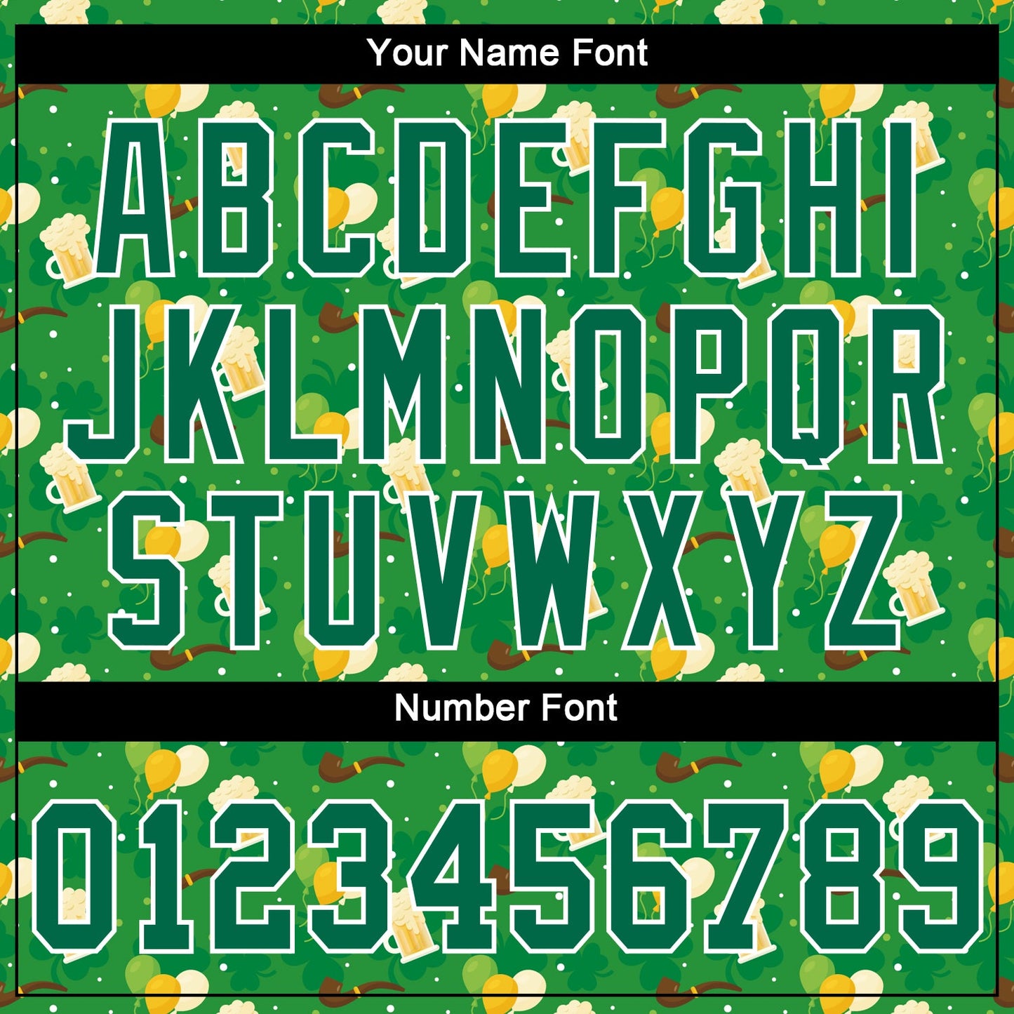 Custom Kelly Green Kelly Green-White 3D Pattern Design Authentic St. Patrick's Day Baseball Jersey view 5