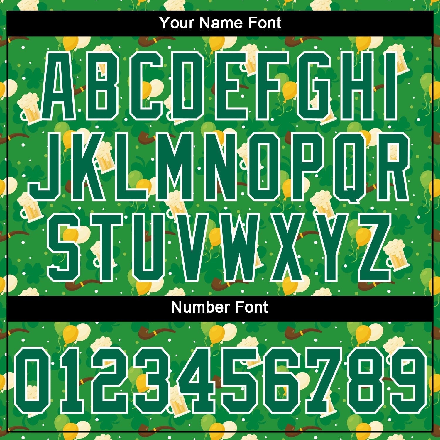 Custom Kelly Green Kelly Green-White 3D Pattern Design Authentic St. Patrick's Day Baseball Jersey view 5