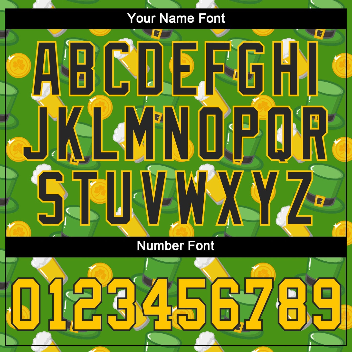 Custom Kelly Green Gold-Black 3D Pattern Design Authentic St. Patrick's Day Baseball Jersey view 5