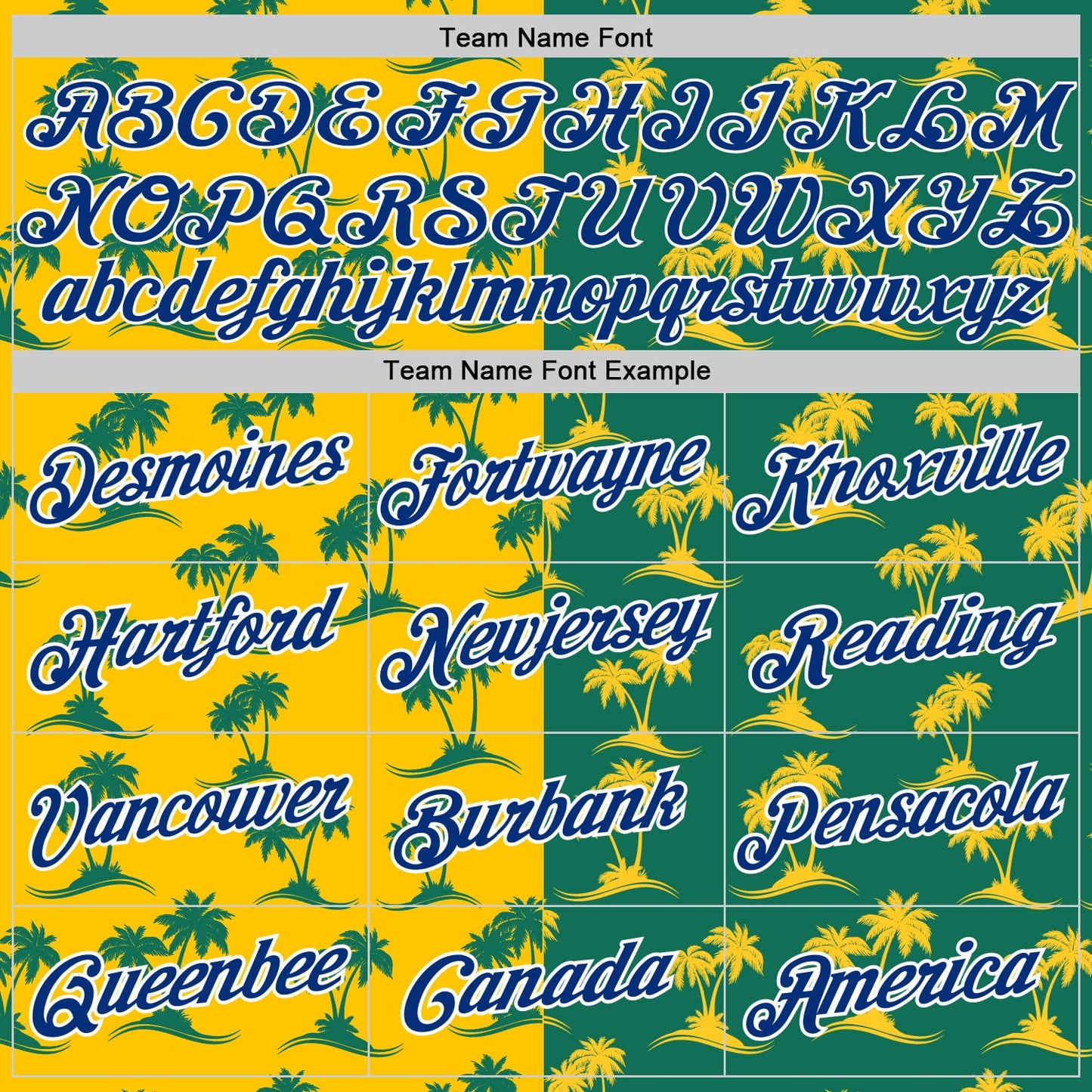Custom Kelly Green Royal-Gold 3D Pattern Hawaii Palm Trees Authentic Basketball Jersey view 3