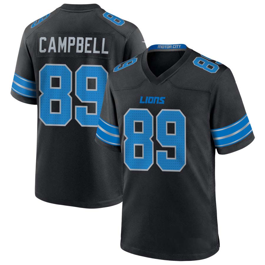 D.Lions #89 Dan Campbell Black 2nd Alternate Game Jersey American Football Jerseys - Main View