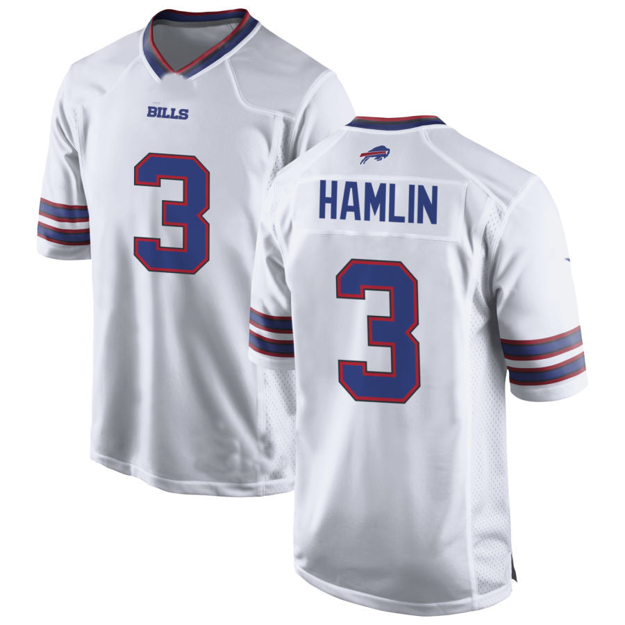 B.Bills #3 Damar Hamlin White Game Jersey Stitched American Football Jerseys - Main View