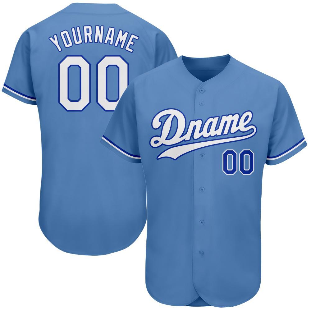 Custom Light Blue White-Royal Authentic Baseball Jersey - Main View