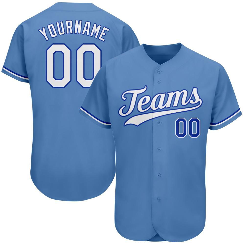 Custom Light Blue White-Royal Authentic Baseball Jersey - Main View