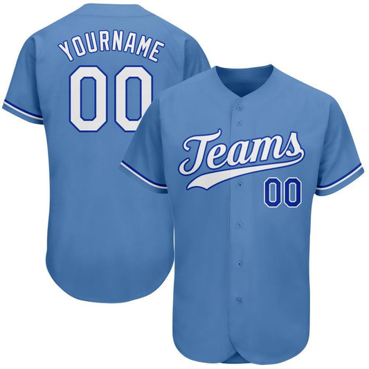 Custom Light Blue White-Royal Authentic Baseball Jersey - Main View
