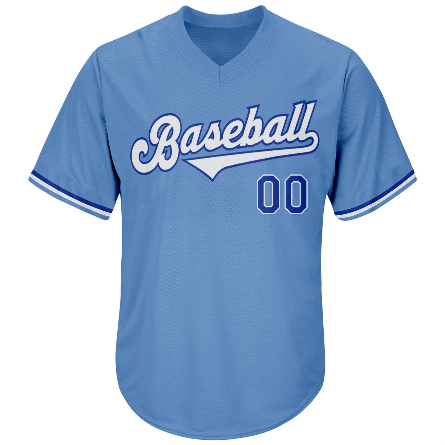 Custom Light Blue White-Royal Authentic Throwback Rib-Knit Baseball Jersey Shirt view 2
